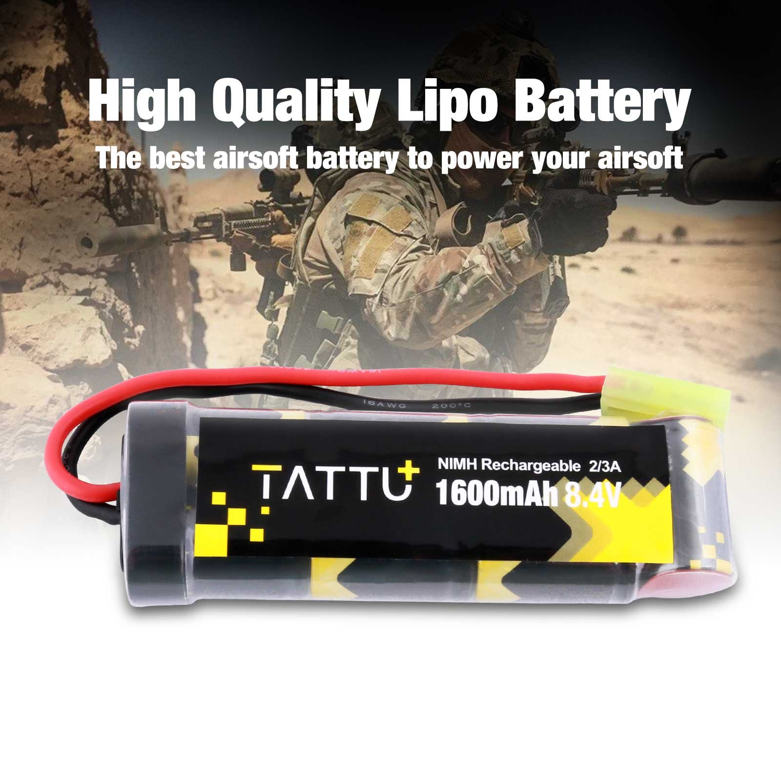 Tattu 8.4V 1600mAh NiMH Flat Battery Pack with Mini TMY Female Connector Assembled with 16G Wire