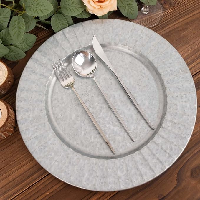 Platos cargadores metálicos redondos galvanizados 13" x4 miniatura 7