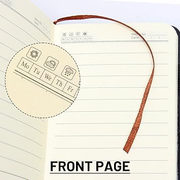 Ninnyi Pocket Notebook with 2PCS Pen, Small Black Notepad A7, Mini Note Book for Work Portable Notepad Journal (100 Sheets)