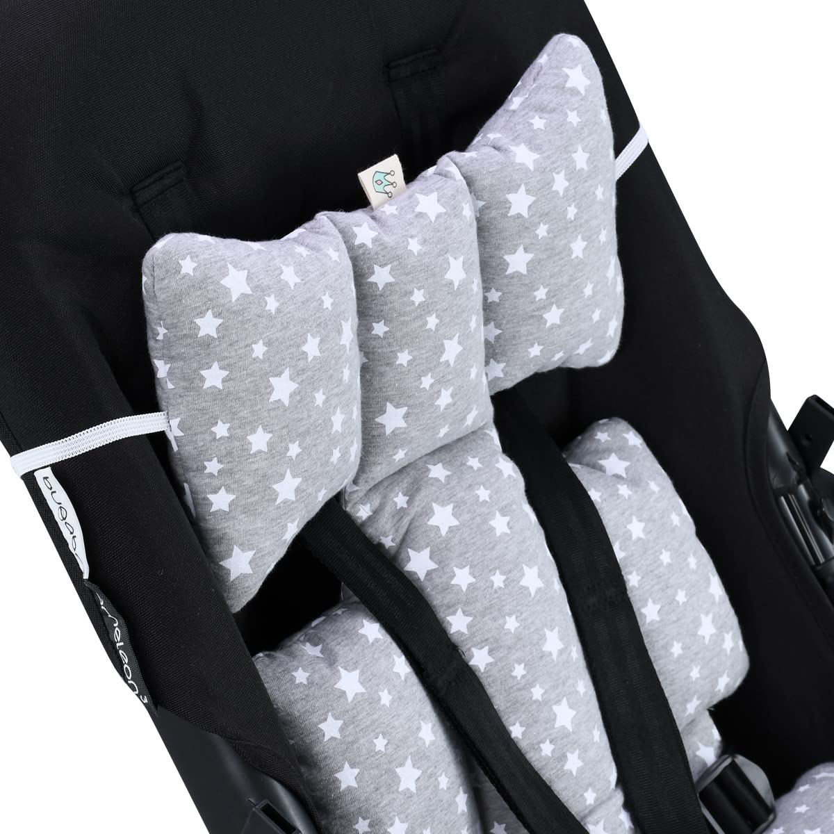 JYOKO Kids Cojín Reductor Universal para Cochecito y Silla de Paseo 100% Algodón (White Star Original)