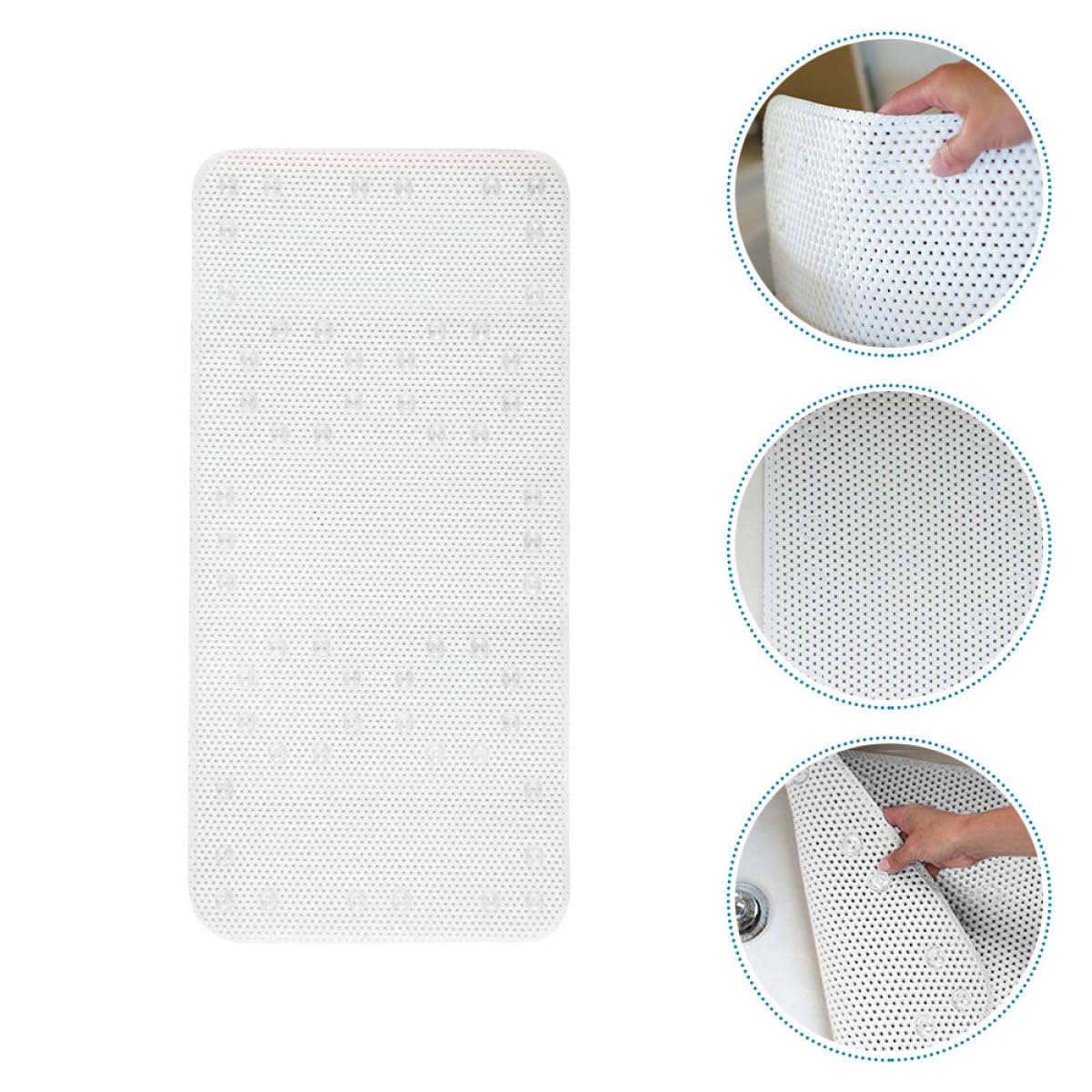 Didiseaon Alfombrilla Color Blanco de PVC Antideslizante de Baño y Diseño Seguro con Orificios de Drenaje para Uso en Ducha y Bañera