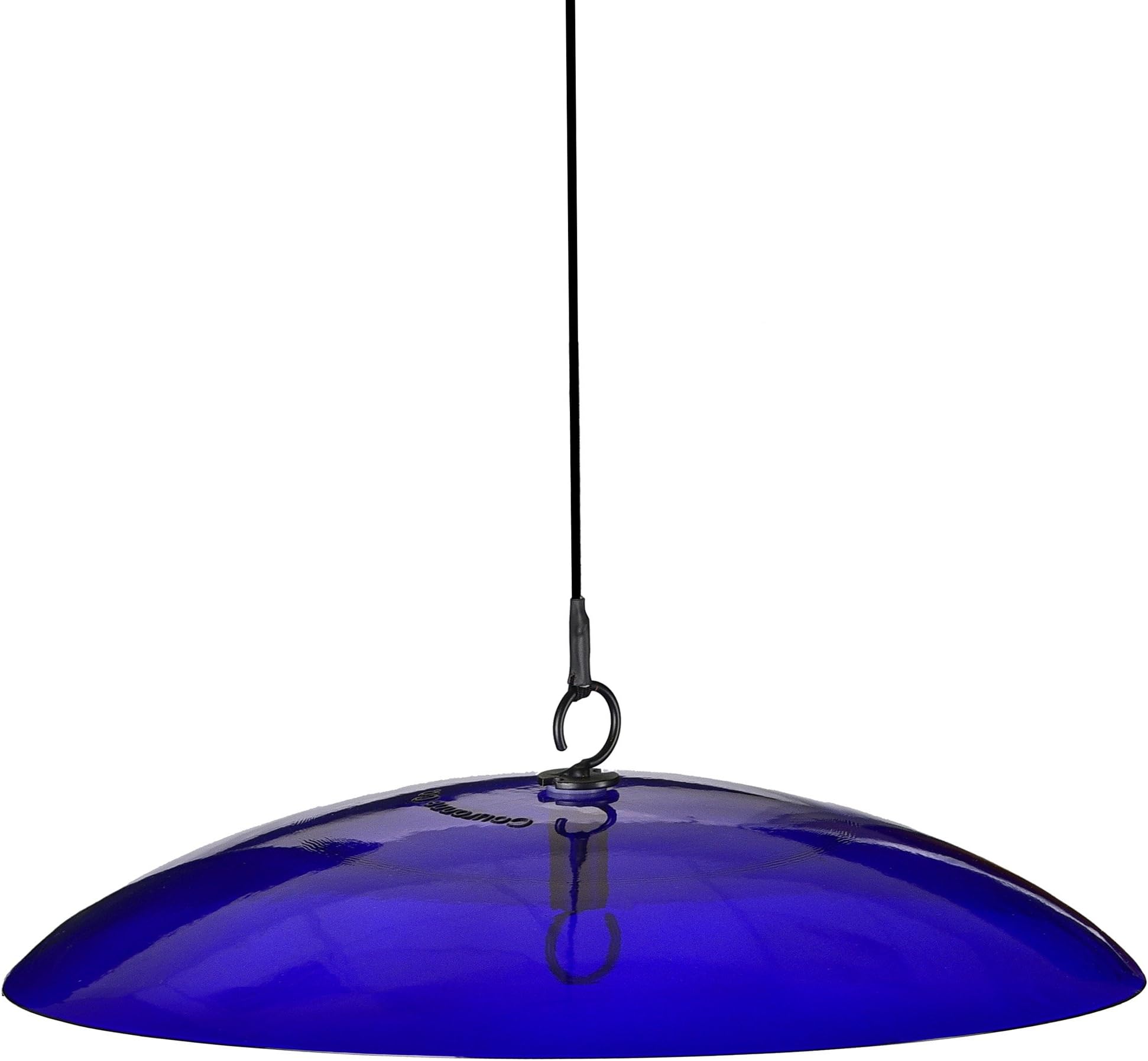 Yellow Recycled Glass Bird Feeder Dome, Hanging Weather Shield with Dual Hooks, Durable Outdoor Protection for Backyard Feeders, Cobalt Blue