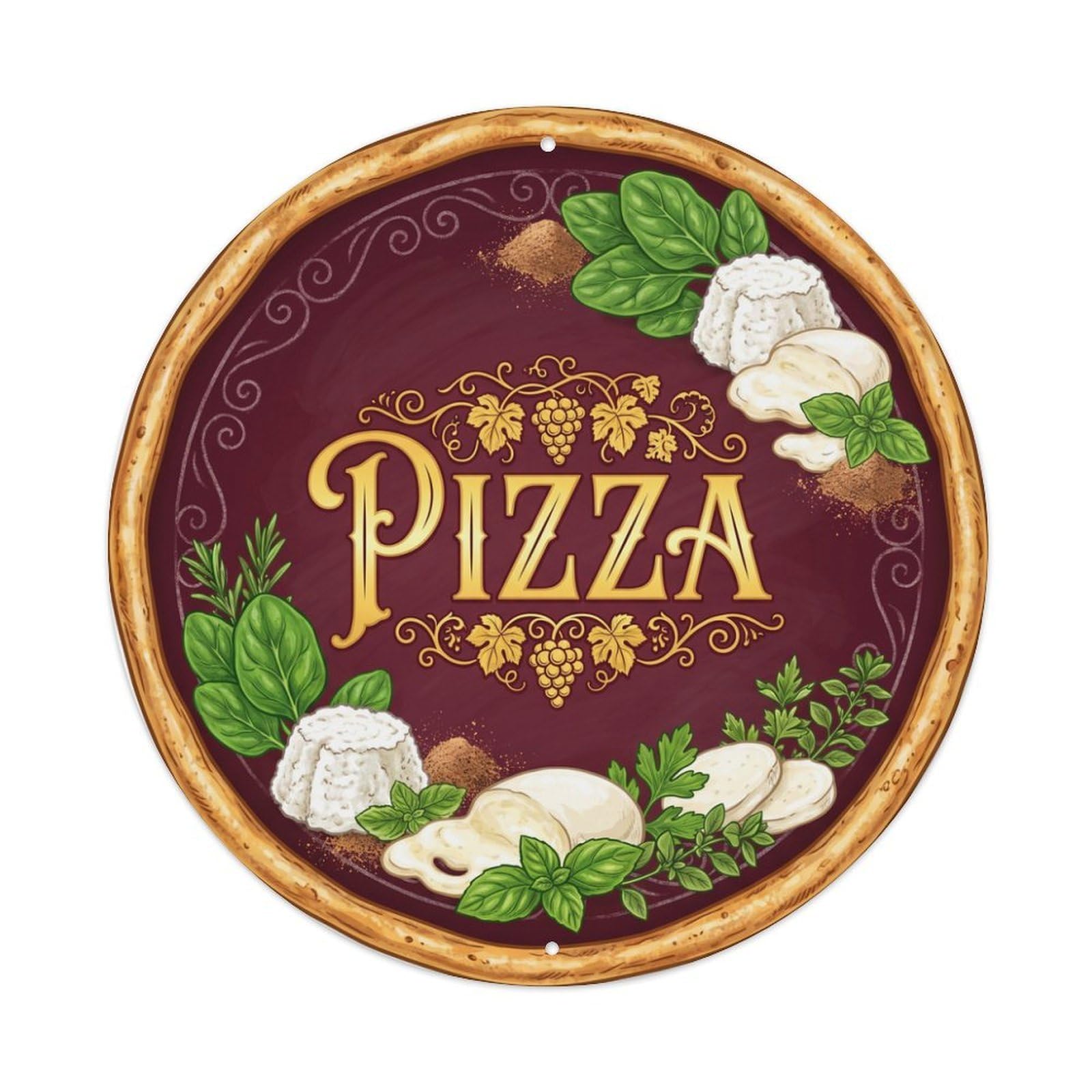 Ricotta Nutmeg Spinach Pizza Kitchen Artwork Metal Tin Sign