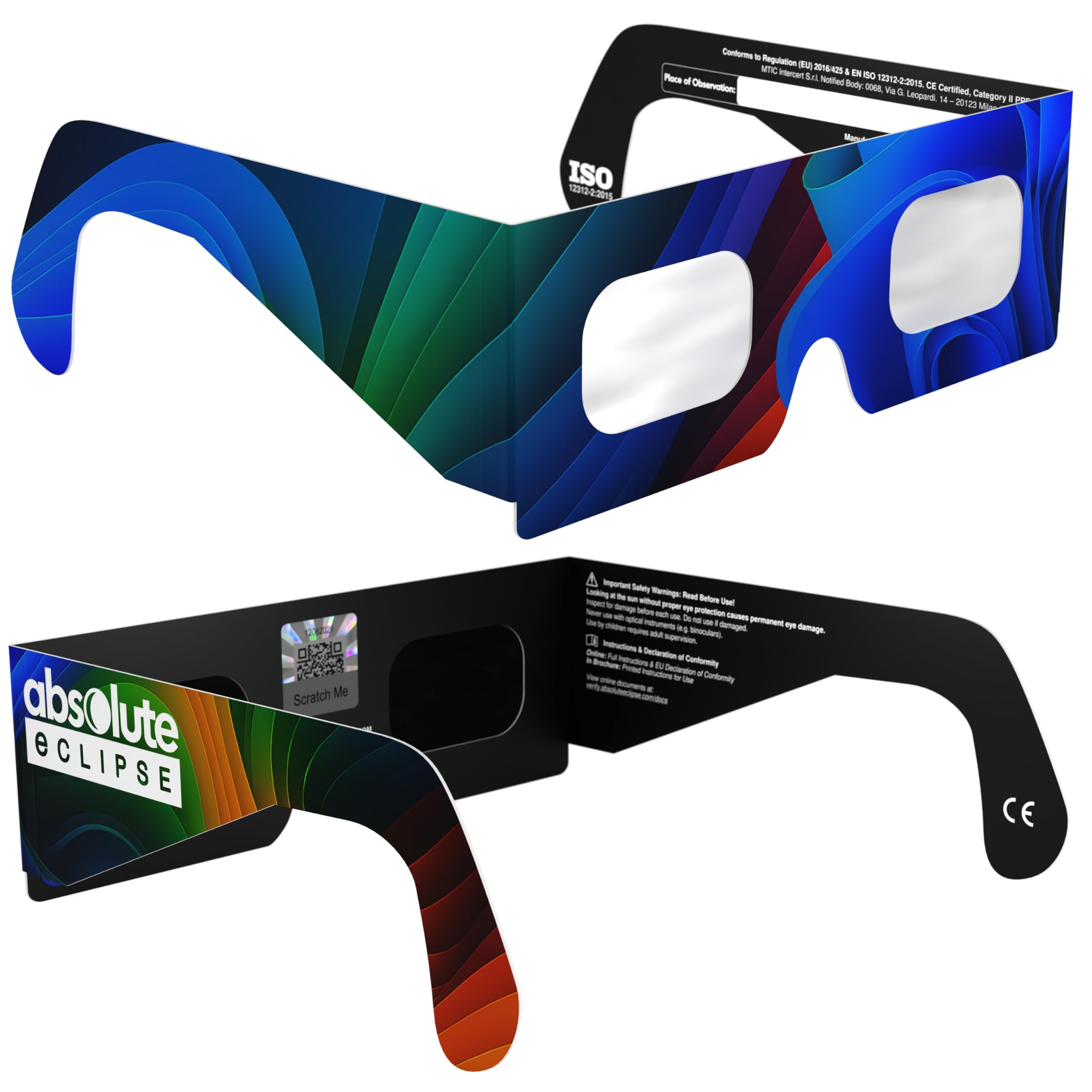 Absolute Eclipse Sonnenfinsternis Brille 2026 zum Sehen der Sonnenfinsternis - ISO 12312-2 CE Zertifiziert - 12. August 2026 - Erwachsene Kinder - EU Hersteller Anerkannt AAS - 55+ Designs