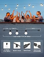 Vista 6 de XMCOSY+ Guirnalda de luces inteligentes para exteriores, luces de patio G40 de 75 pies con 34 bombillas LED regulables, control WiFi y aplicación