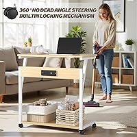 Vista 6 de Soporte de torre para computadora con ruedas de bloqueo de 360°, carrito de CPU móvil ajustable de 5 alturas, soporte de PC debajo del escritorio