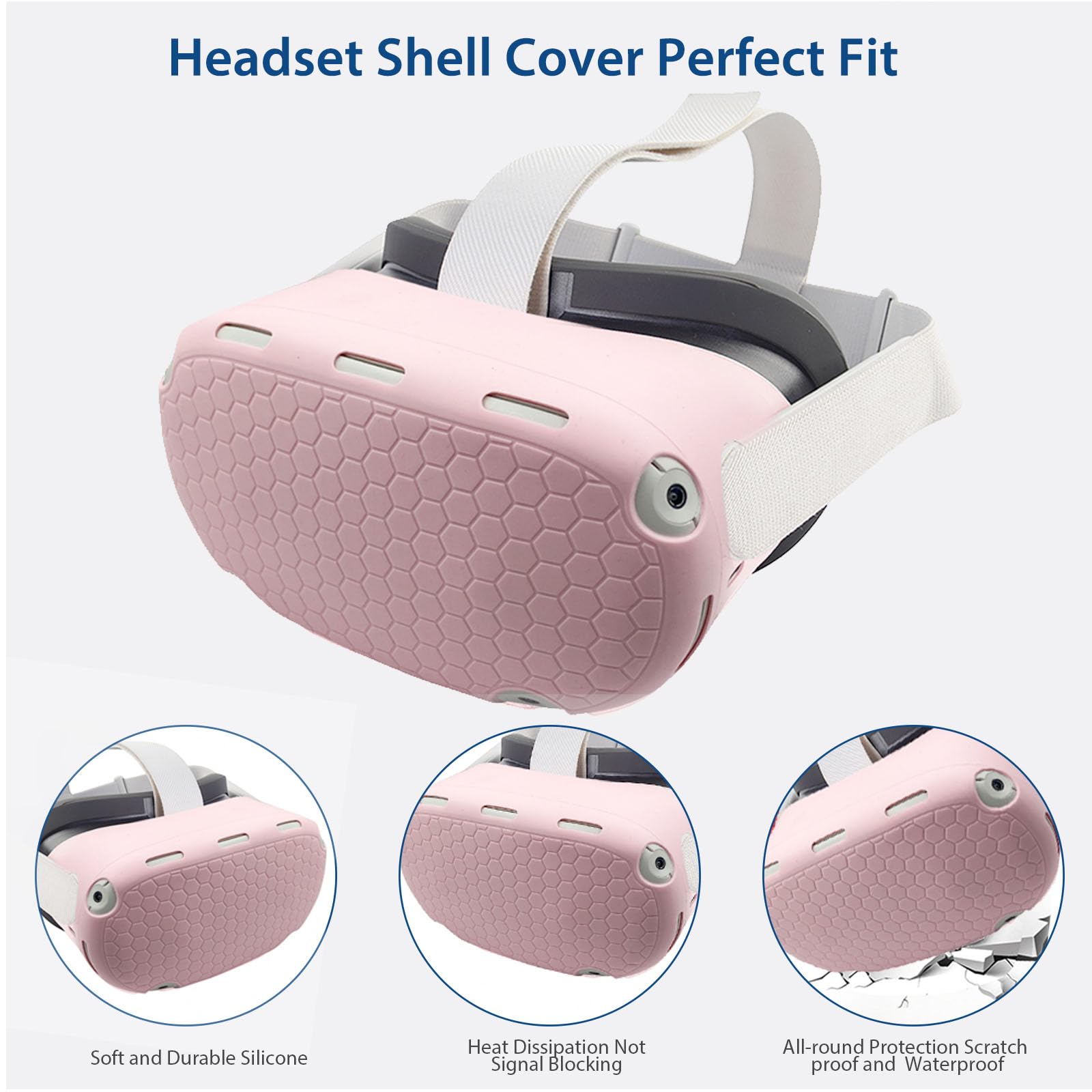 Set di cover in silicone compatibili con accessori Oculus/Meta Quest 2, include impugnature per controller e copertura per il viso, copertura per guscio, copriobiettivo, per Quest 2_Pink