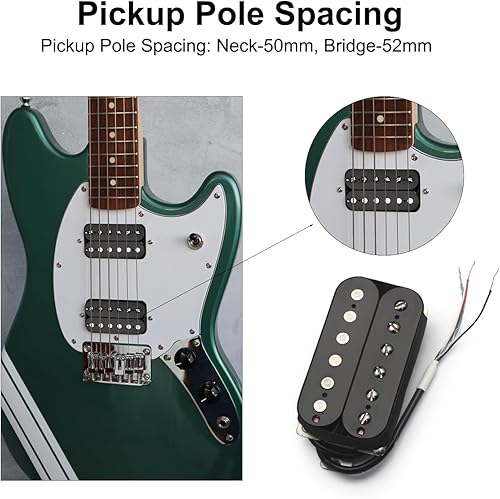 Miniatura 3 de SAPHUE Alnico 2 Pastilla de Guitarra Eléctrica N-50 7-8KB-52 8-9K Humbucker Alnico II Pickup Repuestos de guitarra de doble bobina (negro)