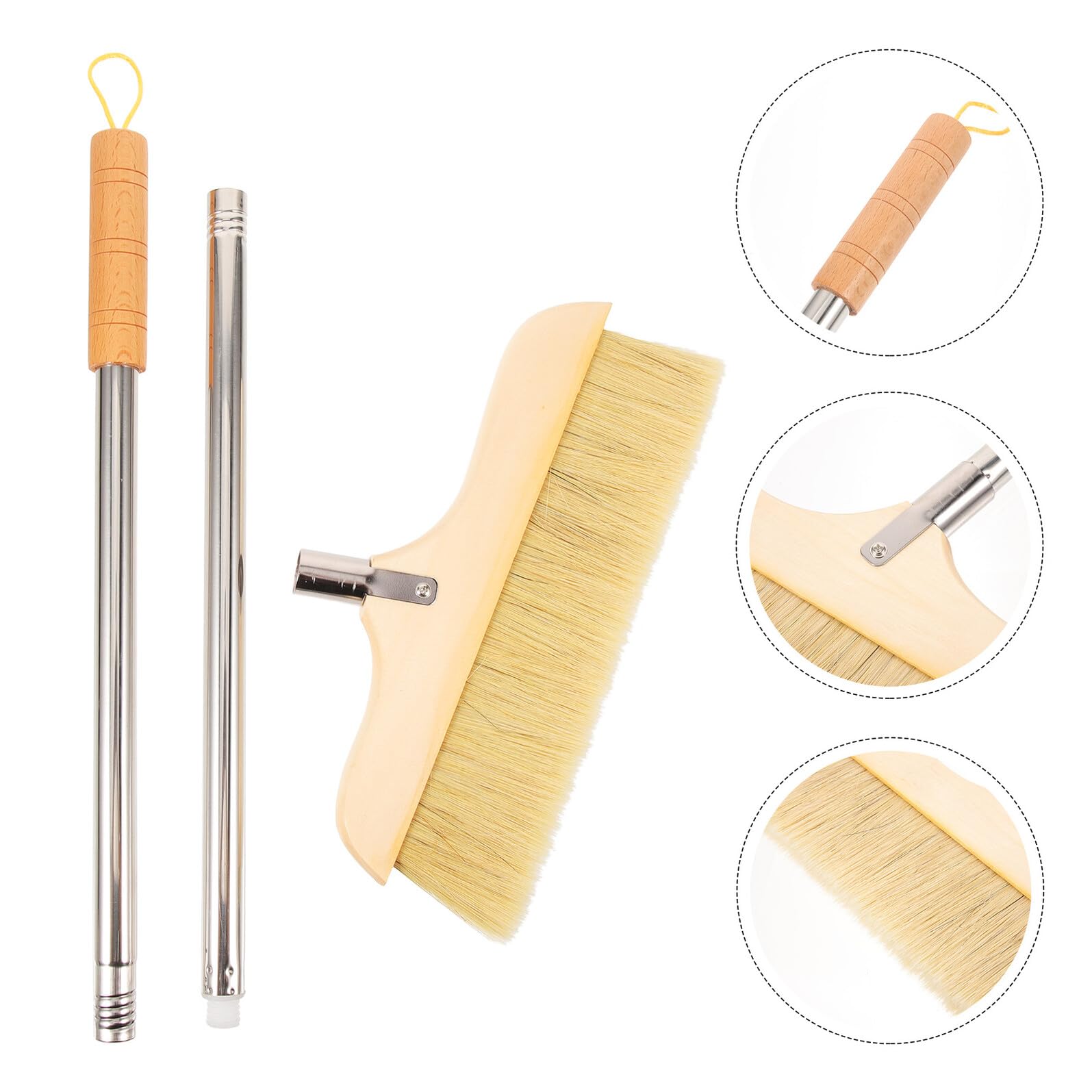 Scopa per Pavimenti in Legno con Setole Morbide Antistatiche Manico in Acciaio Inossidabile Spazzola Durevole per Camera Cucina Bagno Pulizia e Comfort Ergonomico