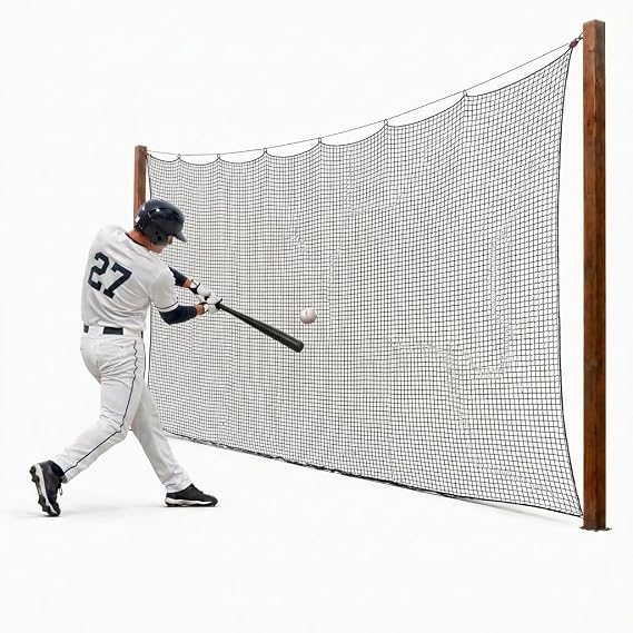 Sports Net for Baseball Basketball Soccer Lacrosse Hockey, etc. | 10 to 60 ft with 394 rope or steel hanging kit,0.31 thick border 1.8 square mesh.