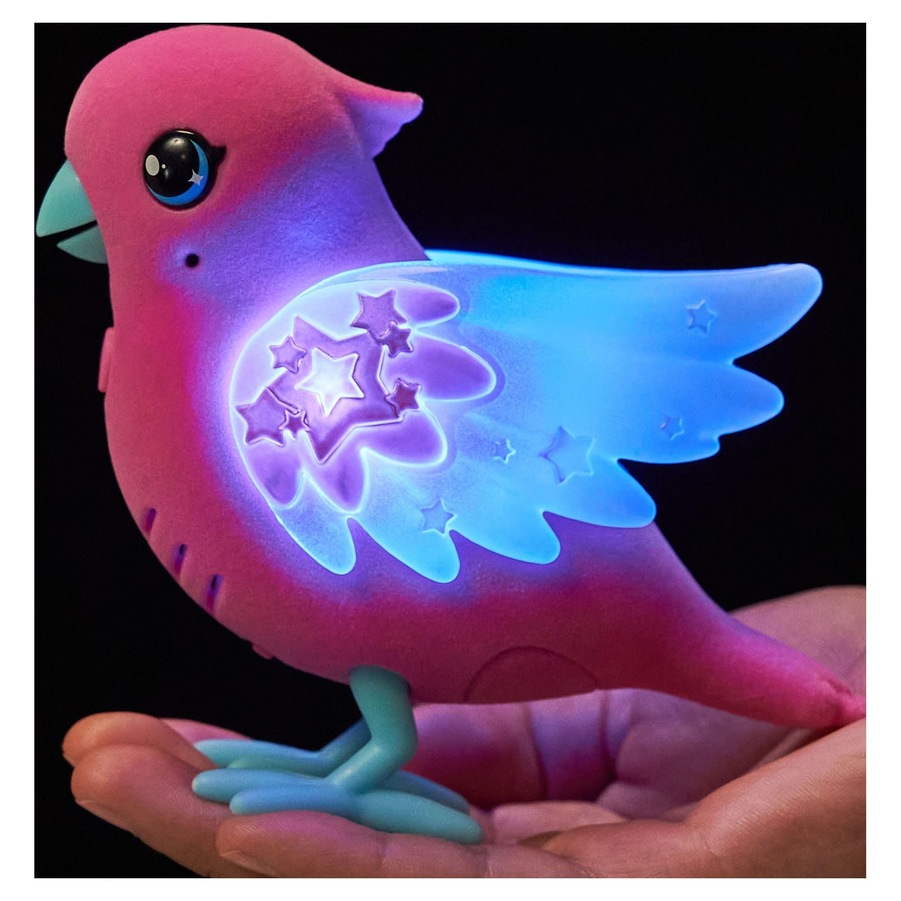 P L-RA Lil' Bird: Skyler, Interactive Pink Bird, 20+ Sounds, Light Up Wings, Ages 5+ - Lil' Birds Have Sparkly Light Up Wings, Inspired by The Night Sky and Shiny Ocean!