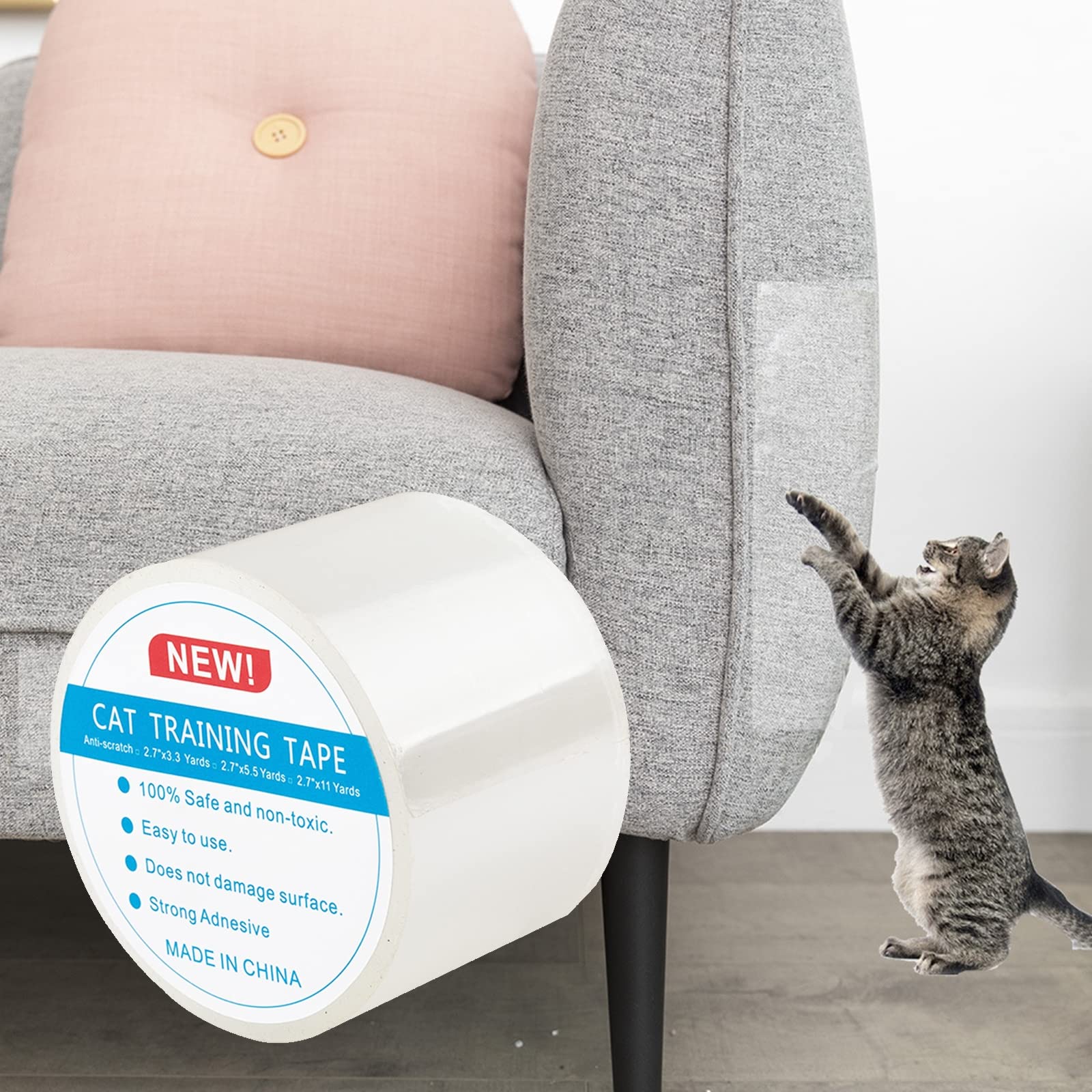 Cinta De Entrenamiento Anti Arañazos para Gatos,Protector De Muebles Gatos,Transparente Autoadhesivas De Gato Protector, Protector De Muebles para Sofá, Alfombra, Puertas,5m