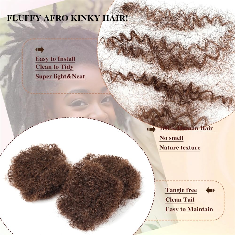 Splatanie włosów Afro Kinkys Bulk Human Hair #4 Brązowe pasma włosów do mini skrętów, warkoczyków, przedłużeń Loc i szydełkowania Kobieta(6inches)