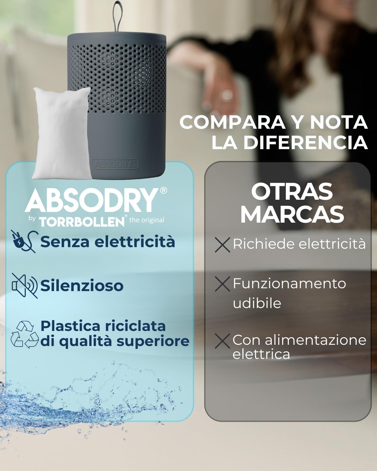 AbsoDry - Ricarica deumidificatore 2x600g - Compatibilità universale - Previene odori e trattiene l'umidità - Sali anti umidità per deumidificatore - Ricarica sali assorbi umidità
