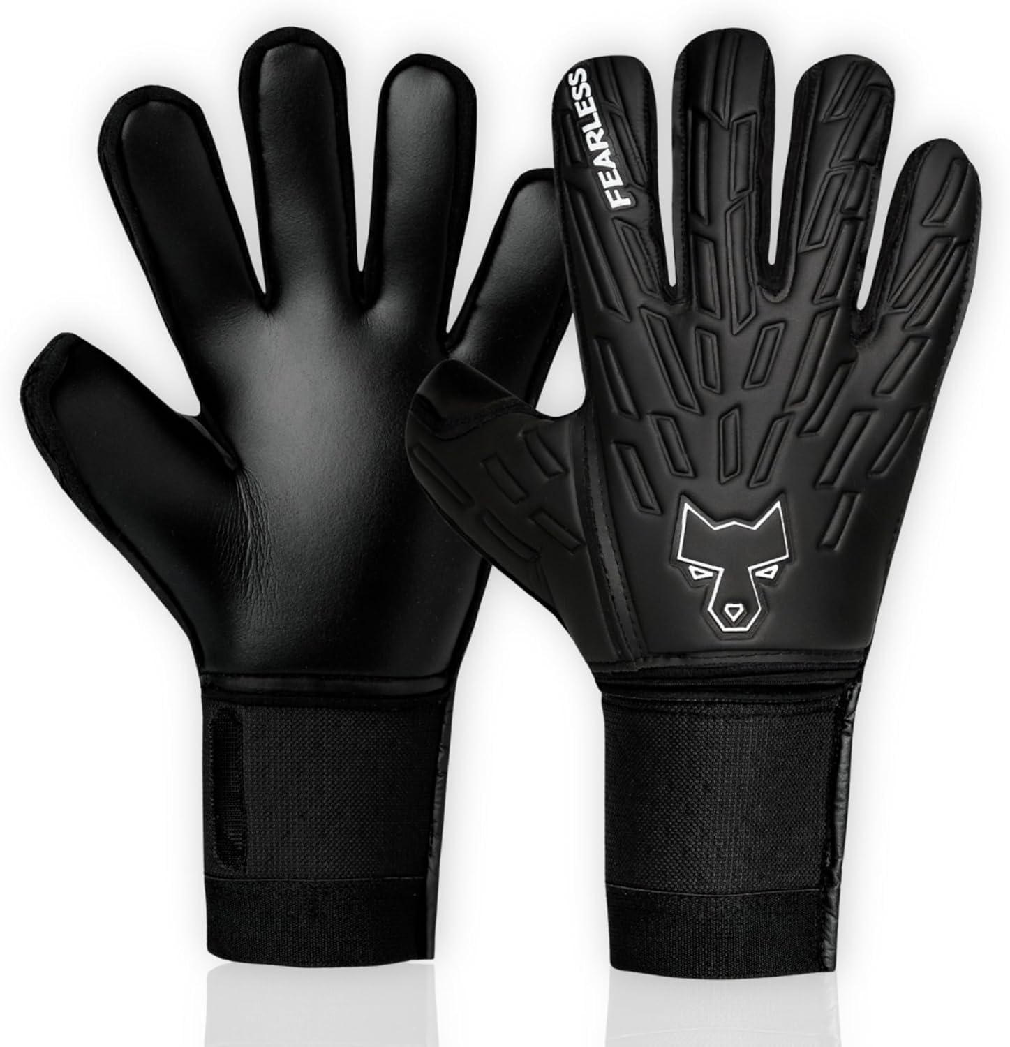 Wolf V Onyx - Gants de Gardien de Foot Adulte & Enfant - Gant Gardien Football - Latex Allemand Contact - Excellente adhérence - Coupe négative - Effet Seconde Peau