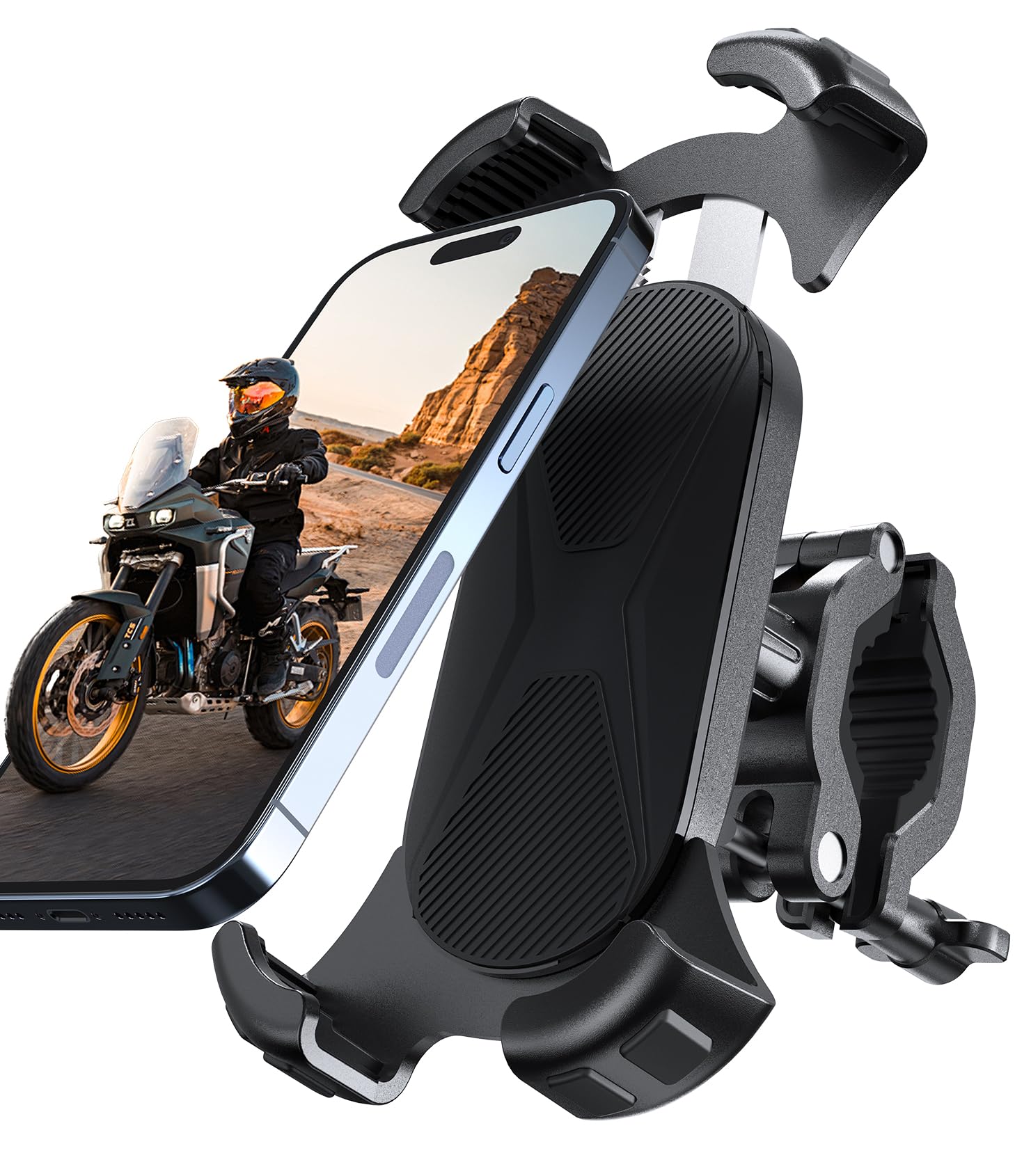 Deerfun Handyhalter Fahrrad, Handyhalterung Motorrad - 2024 Universal 360° Lenkerhalter für iPhone 15, 14 Pro Max Plus, für 4.5 - 6.9 Zoll Smartphones