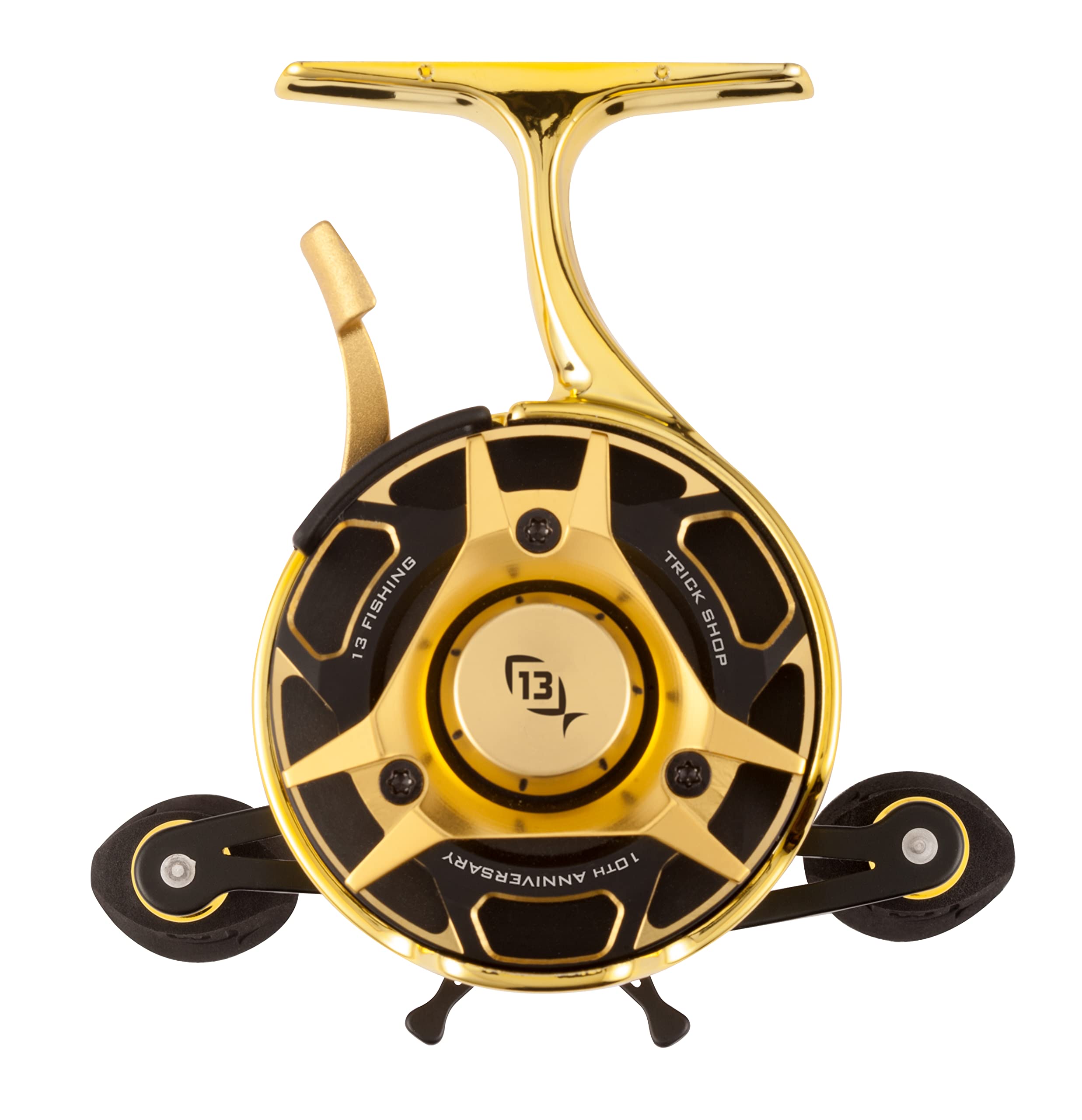 13 FISHING - Freefall Carbon - Inline Ice Fishing Reel - 10th Anniversary Trick Shop Edition - 2.5:1 Gear Ratio - RH Retrieve - BBCFFWTS10A-2.5-RH