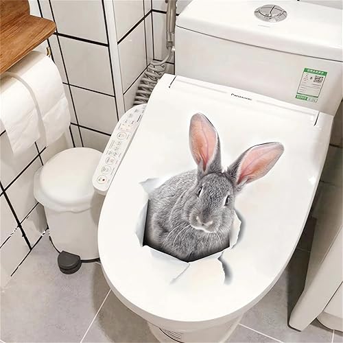 Miniatura 4 de SACINORA Calcomanías de pared de conejo con agujero de dibujos animados 3D, calcomanías de pared de vinilo autoadhesivo removible para sala de