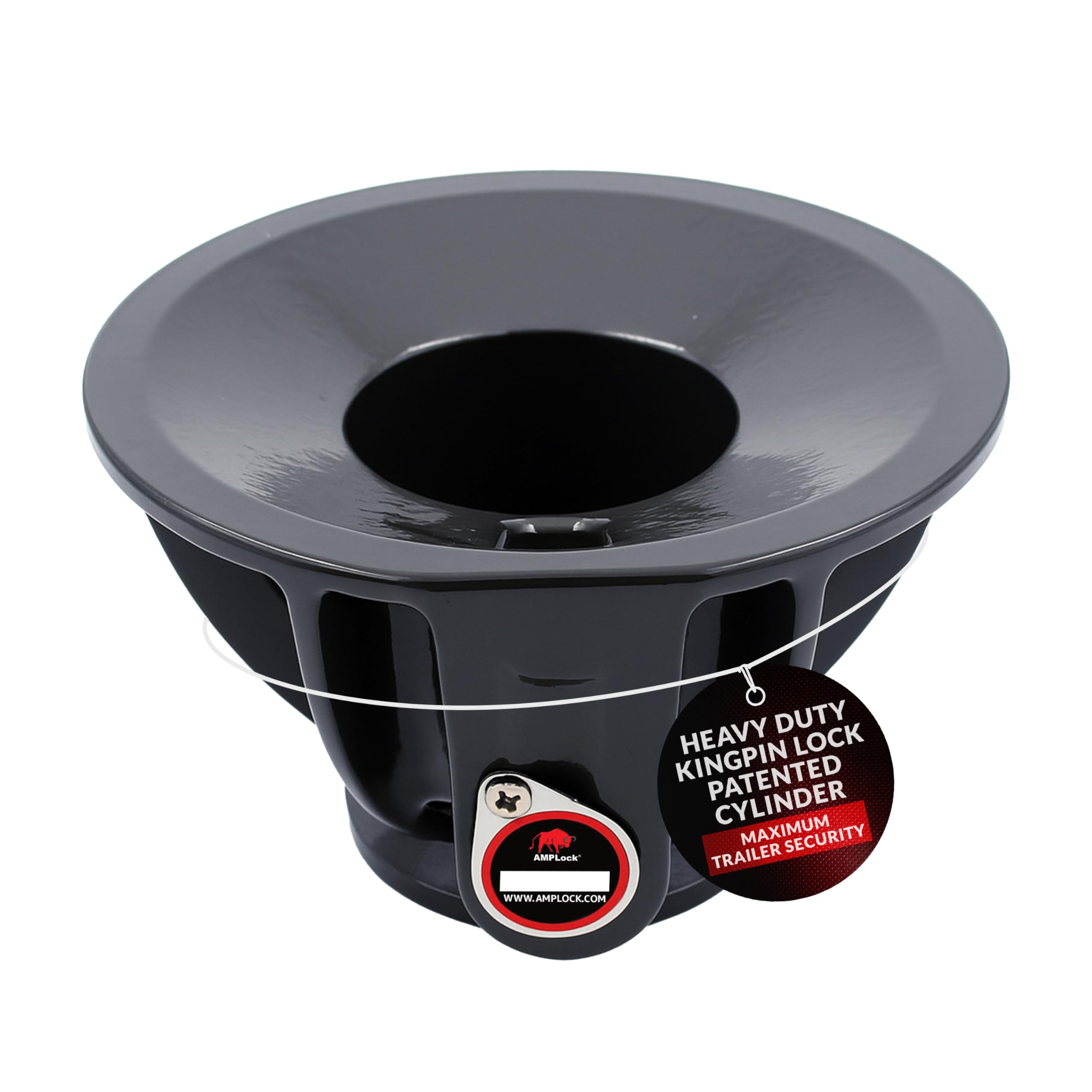 AMPLock - U-LPCVR 1-Cylinder Heavy Duty King Pin Lock for Semi-Trailer and 5th Wheel - Anti Theft Trailer Hitch Lock, Patented Keyed Alike Commercial & Travel Trailer Hitch Locks with Keys