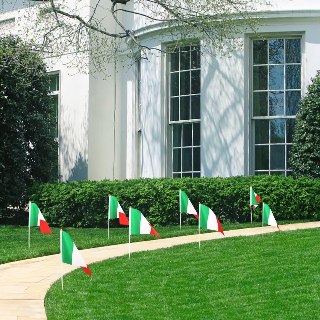 Bomtop 50 Pezzi Bandiera Italiana a Manovella 21 x 14 cm per Festa Nazionale, Eventi Sportivi, Decorazione Interna Esterna