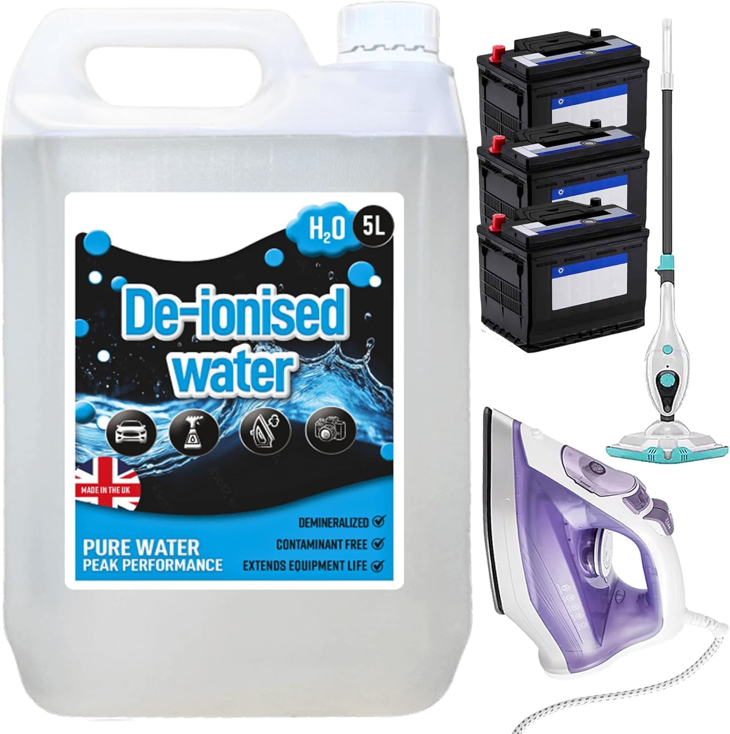 STORM TRADING GROUP Deionised Water 10L For Steam Irons, Car Batteries, Windscreen Fluid & Antifreeze Demineralised Water, Reduces Limescale Deposits & Water Stains - 3