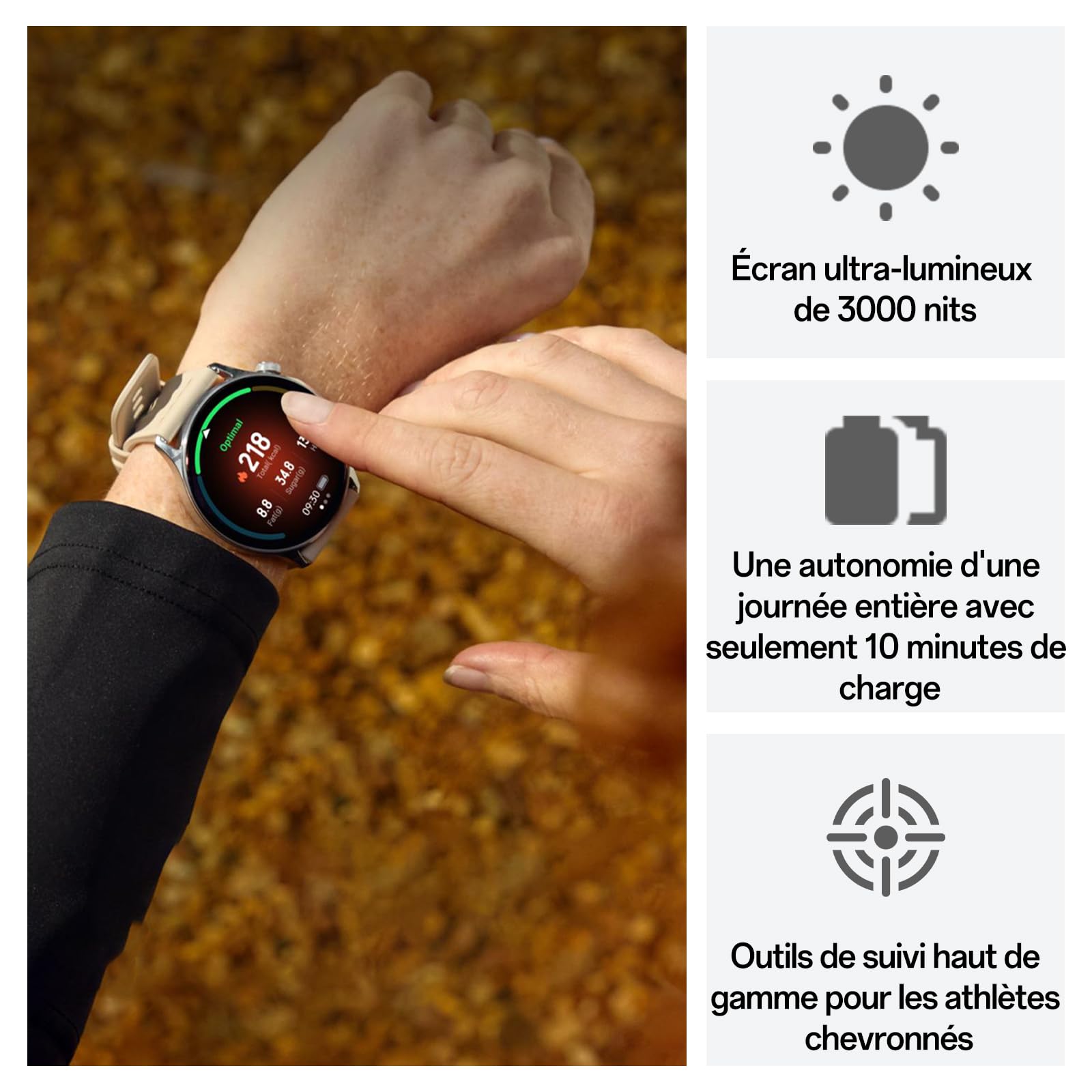 OnePlus Watch Lite Montre, Boîtier Acier, GPS Double, 10 Jours, Black