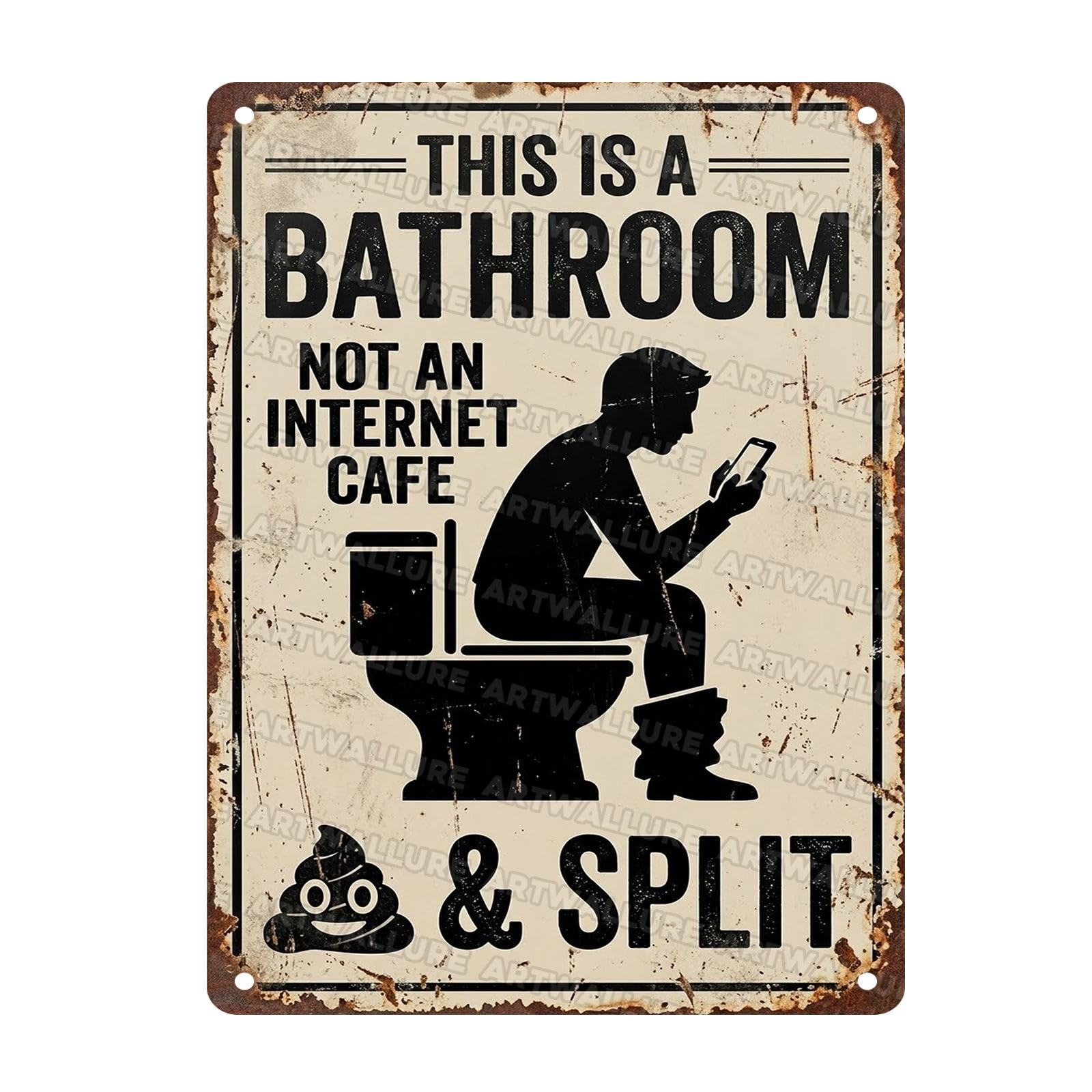 Metal Tin Sign Wall Decor Funny Bathroom Plaque This Is A Bathroom Not An Internet Cafe Humor Art Men Teenagers Restroom Washroom Toilet Half-Bath 12x16Inch