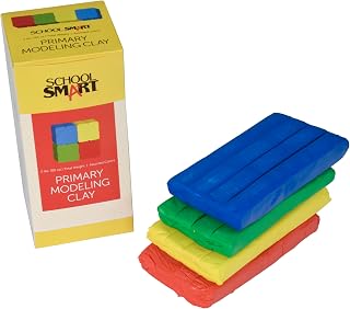 School Smart Modeling Clay for School and Home Use, Permanently Soft Design, 5 Pounds, Assorted Primary Colors