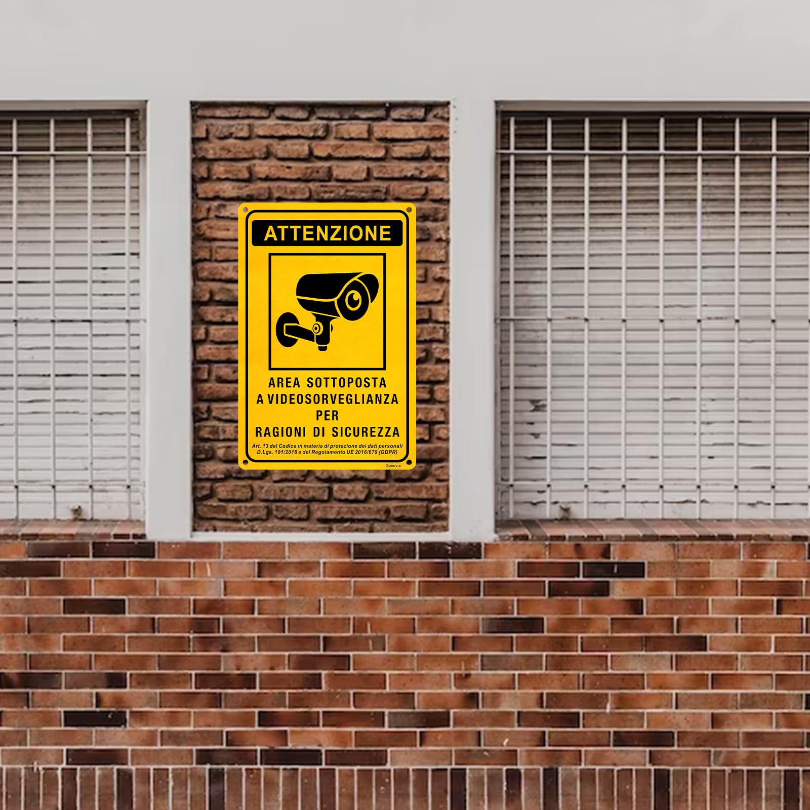 Cartello Metallo 'Warning This Property Is Secured' | Lilyanaen | 20,3x30,5 Cm | Alluminio Con Fori | Per Esterni/Interni