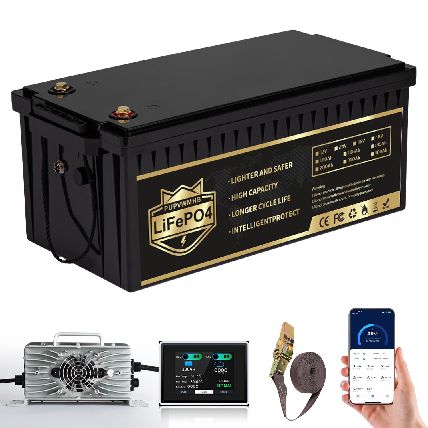 48v 100ah Lithium Golf Cart Battery Lifepo4 Battery With 58 ...
