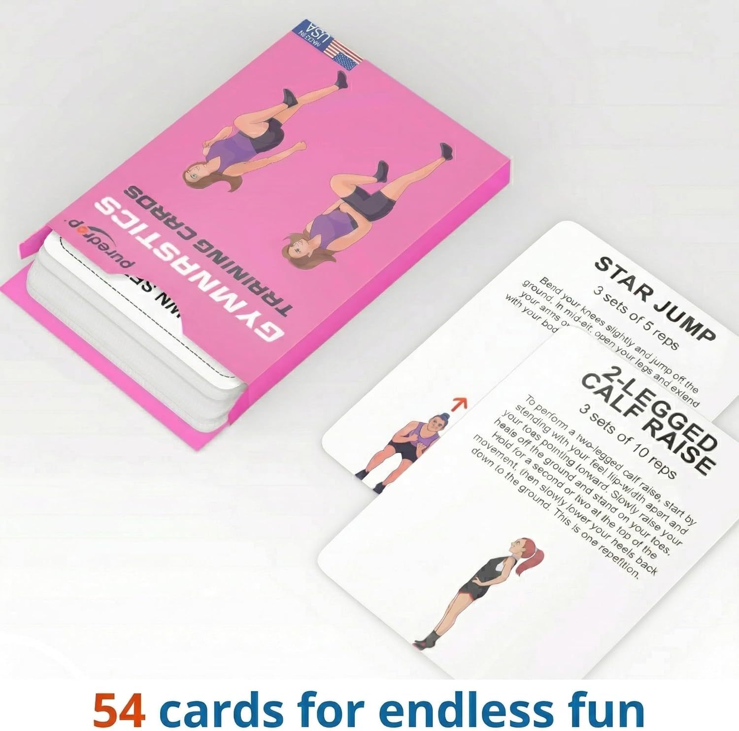Puredrop Gymnastics Training Equipment Aid Cards: Great Training Drills for Solo Practice. Exercises and Workouts for at Home. Fun Activity for Kids, Youth Junior and Beginners Gymnasts Dance