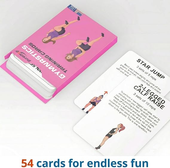 Puredrop Gymnastics Training Equipment Aid Cards: Great Training Drills for Solo Practice. Exercises and Workouts for at Home. Fun Activity for Kids, Youth Junior and Beginners Gymnasts Dance