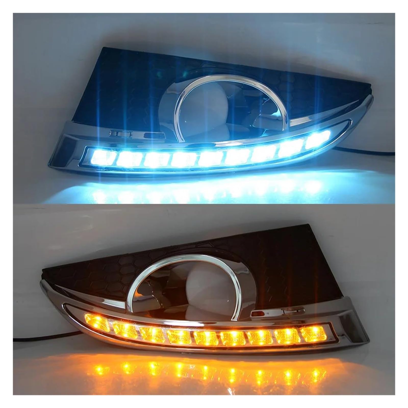 Faro Anteriore 1 Coppia Per Chevrolet Per Captiva 2011 2012 2013 12V LED DRL Luci Marcia Diurna Con Fendinebbia Foro Indicatore Direzione Relè Fari(Bianco)