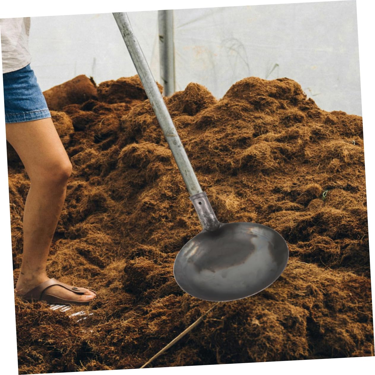 TOYANDONA Pala de Estiércol Metálica Reutilizable para Jardinería y Limpieza de Alcantarillas, Cucharón Vertical de 24 Cm, Herramienta Resistente para Desechos y Lodos Agrícolas