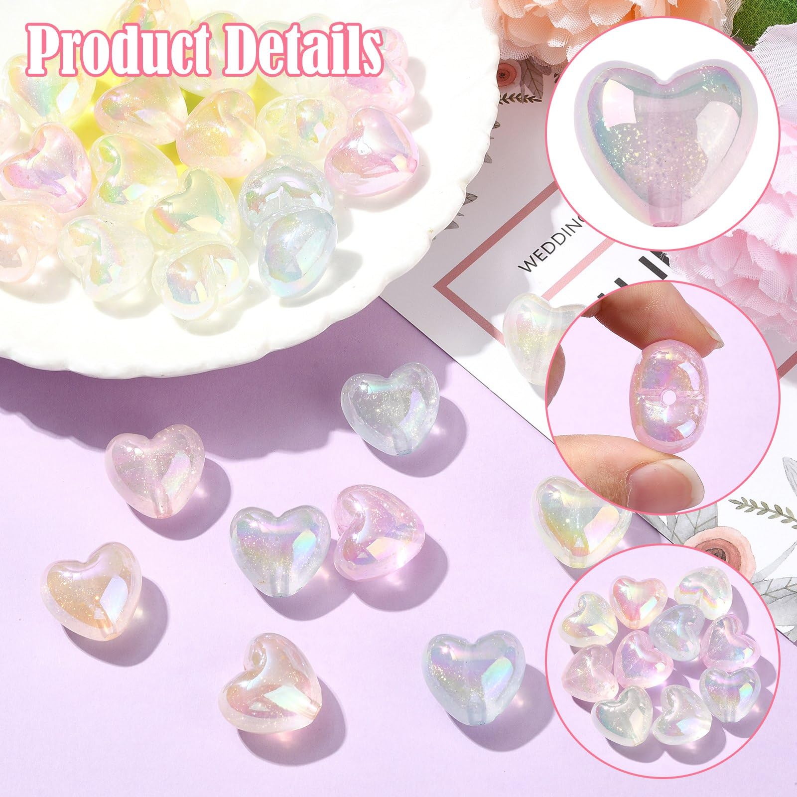 800 Perline Acriliche Trasparenti A Forma Di Cuore – Multicolore, 9x8,5x3,5mm – Per Creare Collane, Bracciali, Bigiotteria Fai Da Te