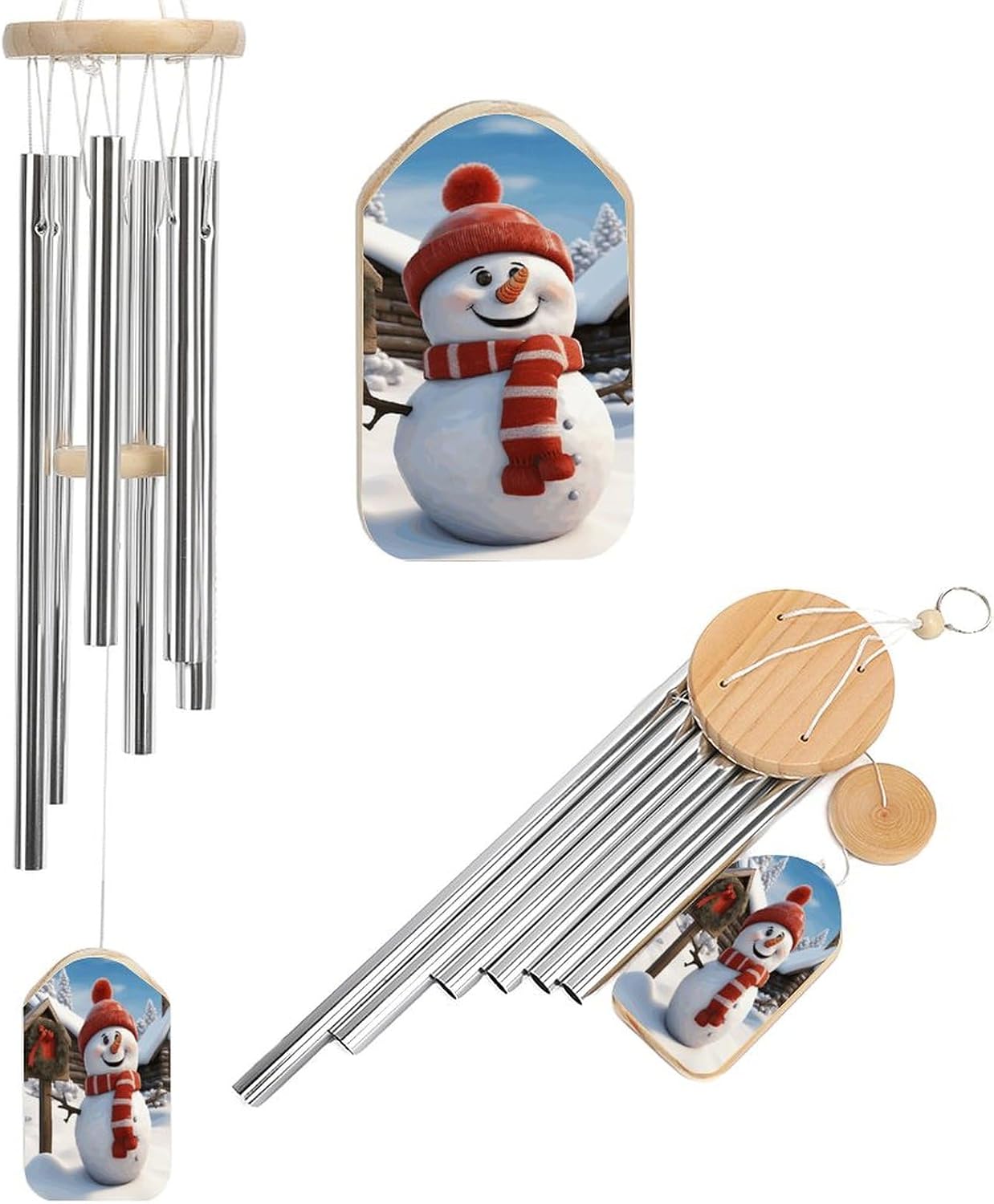 Outdoor Wind Chimes, Sign Snowman Printed Wind Chimes,Simple Wind Chimes,Curtain Wind Chimes for Home Decoration