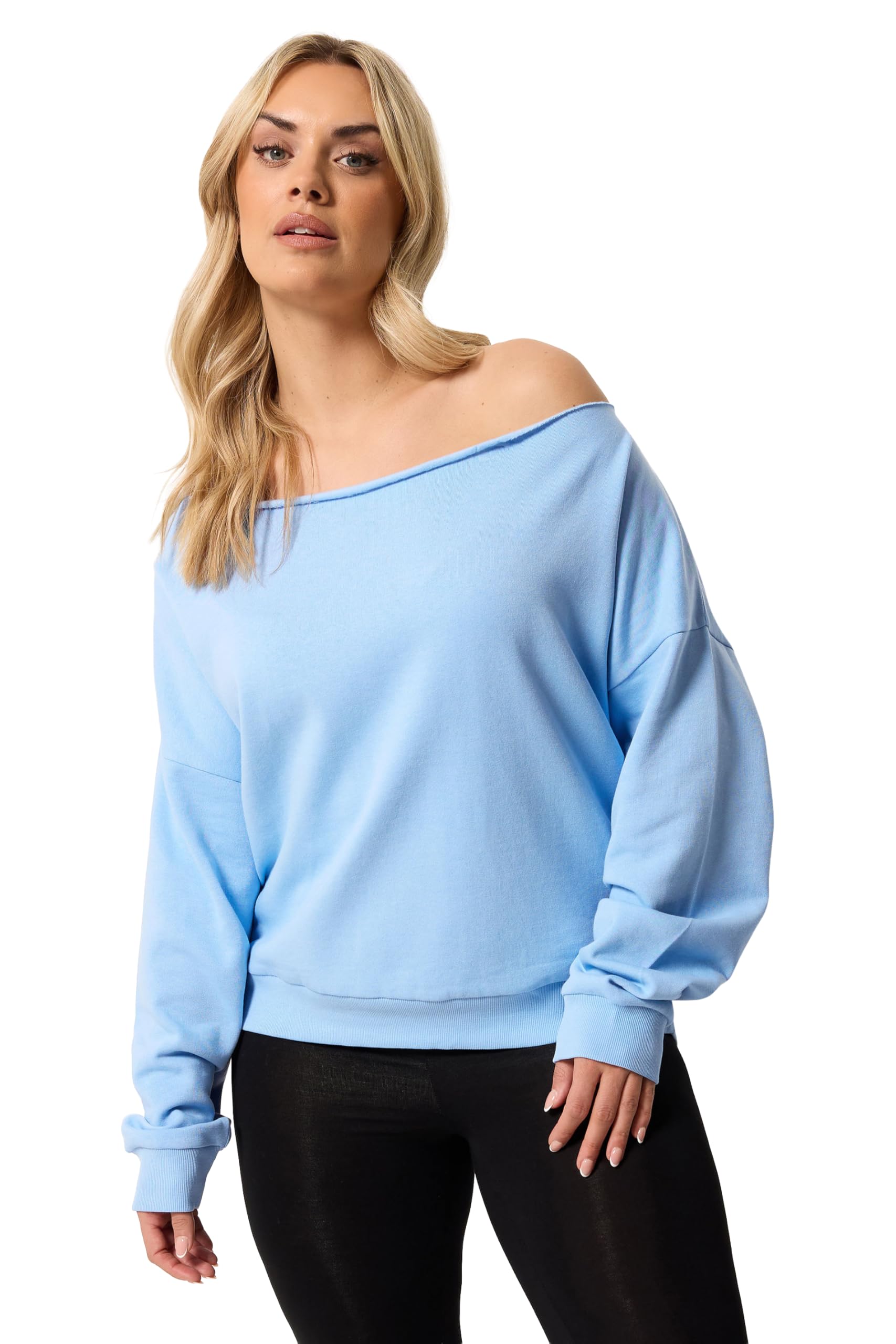 Yours Women's Baby Blue Curve Light Blue Off Shoulder Sweatshirt - Plus Size Curve