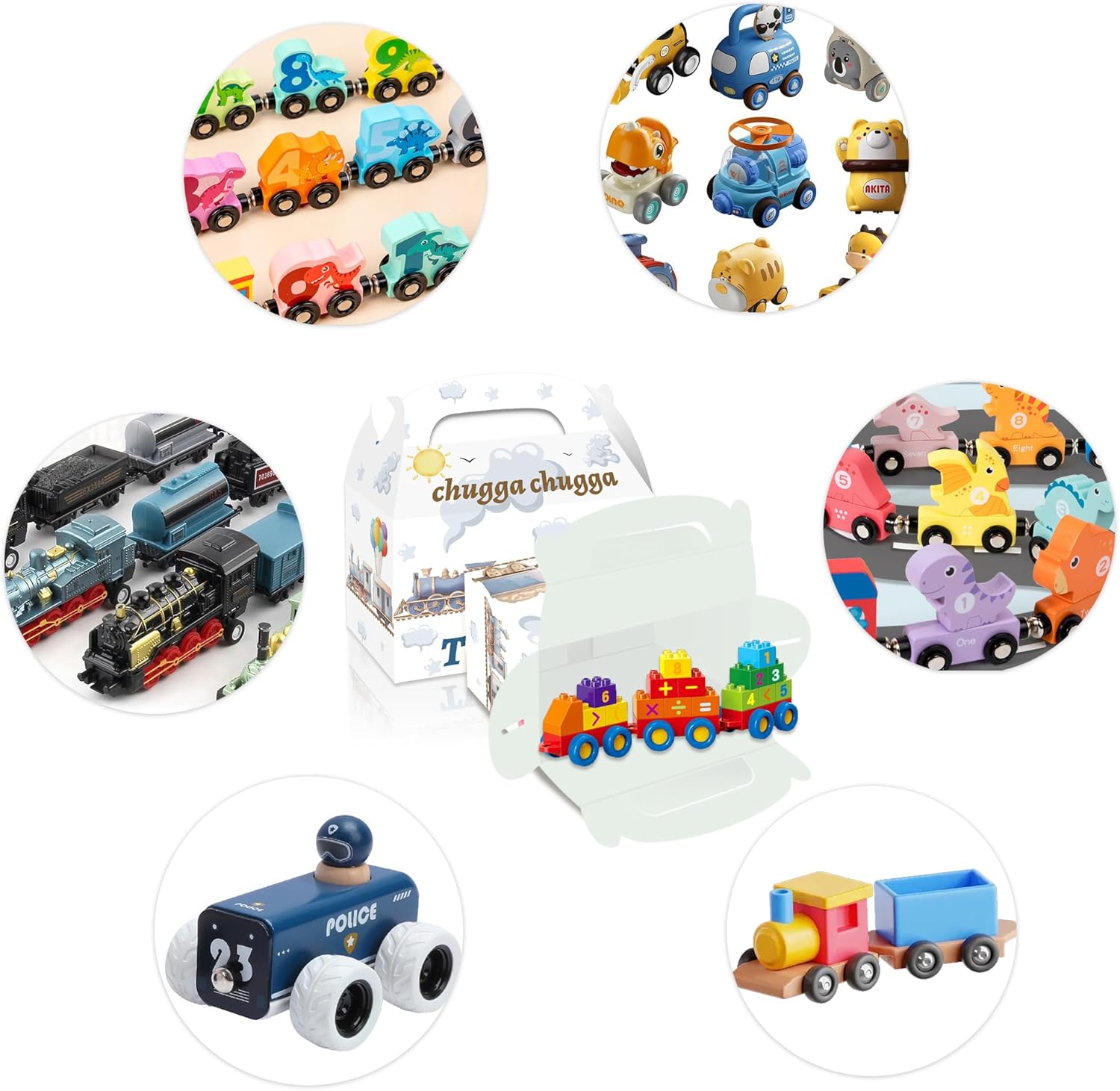 Bialowase 12 Pack Train Party Favor Box, Vintage Train Birthday Party Handheld Paper Box, Train Themed Square Favor Gift Boxes for Birthday Party, Holiday Treats and Events - Image 6