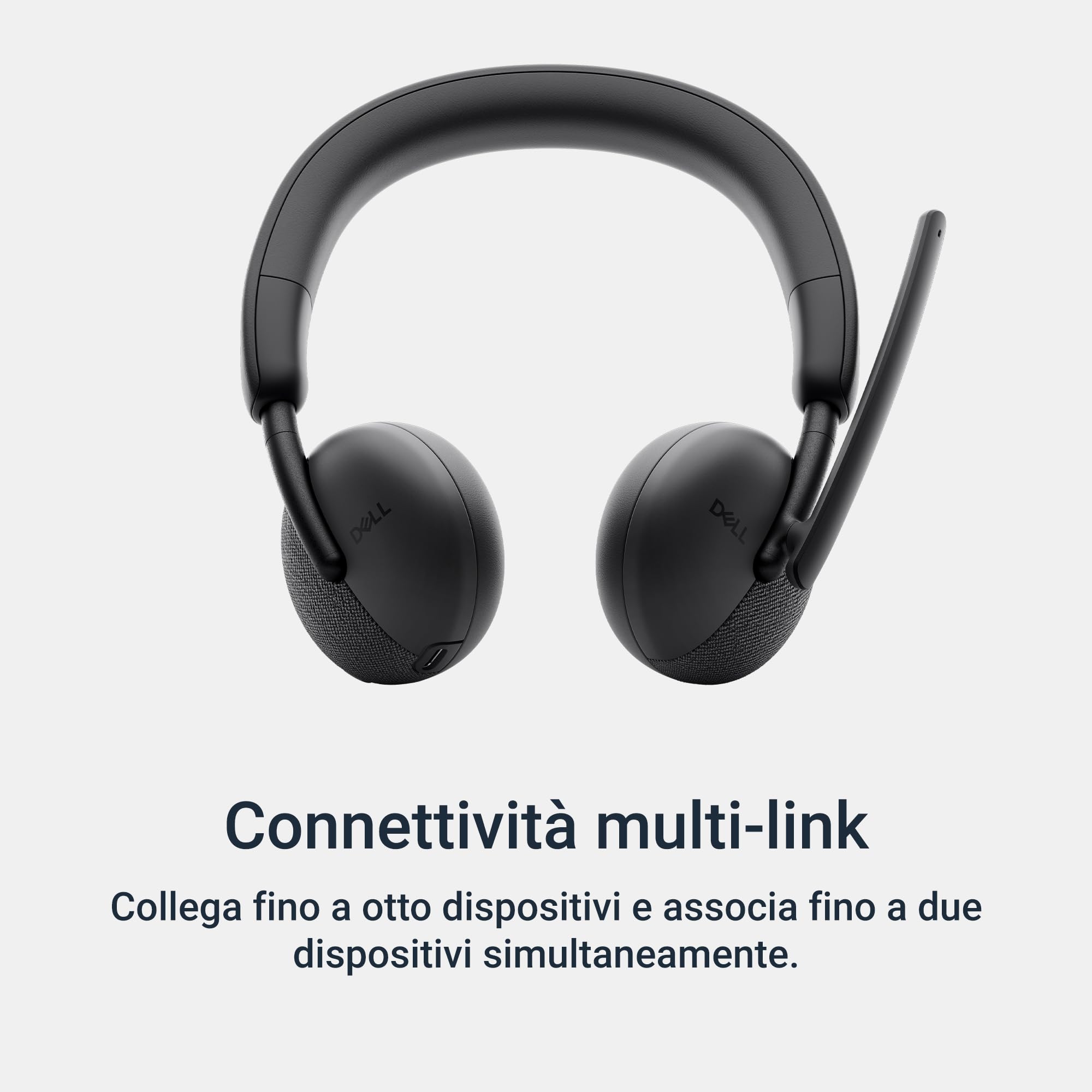 Dell WL3024 Cuffie Senza Fili – Microfono con Cancellazione Rumore AI, Audio Stereo, Connettività Multi-Link, Certificazioni Microsoft Teams e Zoom, 41 Ore di Autonomia