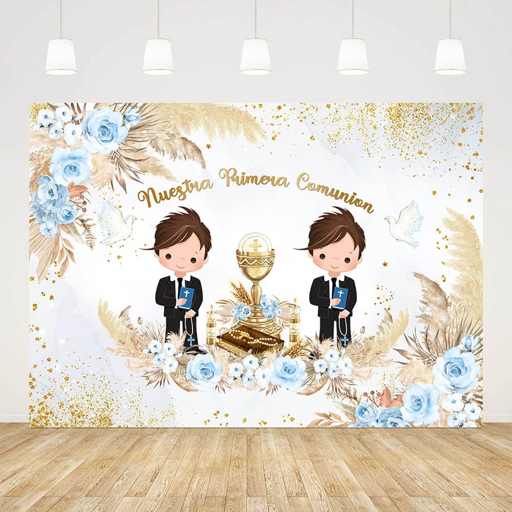 Boys First Communion Banner Kit Mi Primera Comunion Backdrop For Twins  Nuestra Primera Comunión God 1st Holy Communion Picture Frame, image size:1000x1000