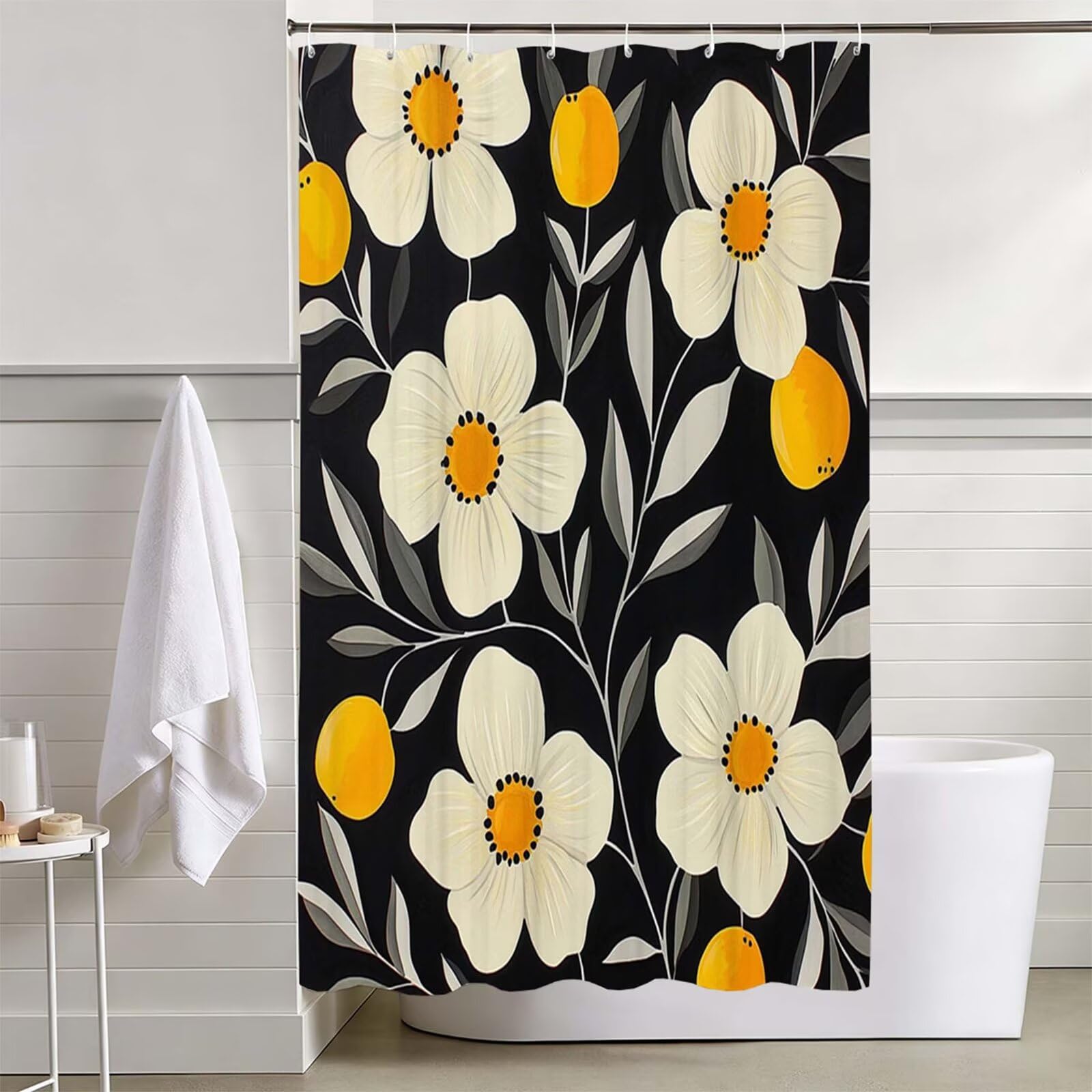Schwarz Duschvorhang, 230x180cm Duschvorhang Badewanne D-492