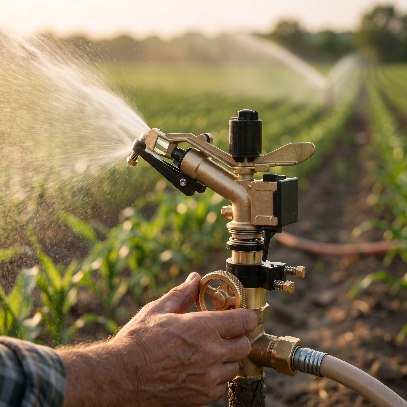 Rociador de Agua Giratorio de Metal 0.2-0.6Mpa | Aspersor de césped ajustable 360 ​​con núcleo de latón para riego de granjas y jardines, distancia de pulverización de 10 a