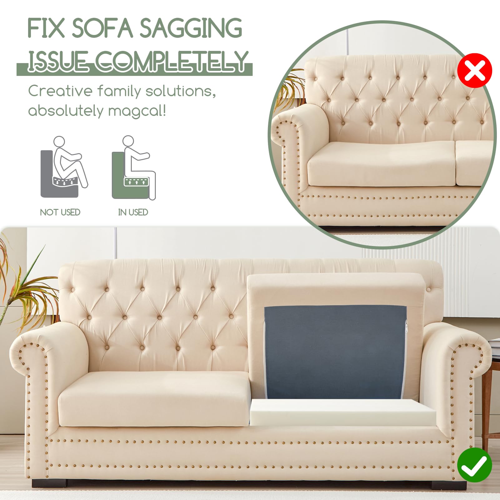Sofa Cushion Inserts Sofa Cushion Support Inserts - 20x20x2 Inch High  Density Foam For Sagging Couches (Set Of 3) High Density Foam Couch Seat  Sagging Repair Boards, image size:1601x1601