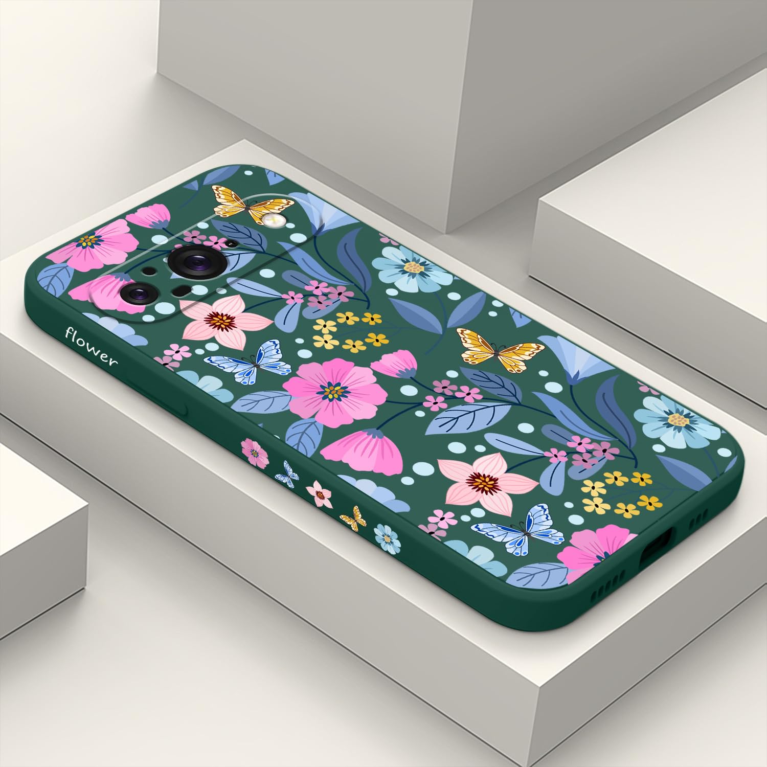 Coque Google Pixel 9 fleurie verte silicone pour style urbain - 8