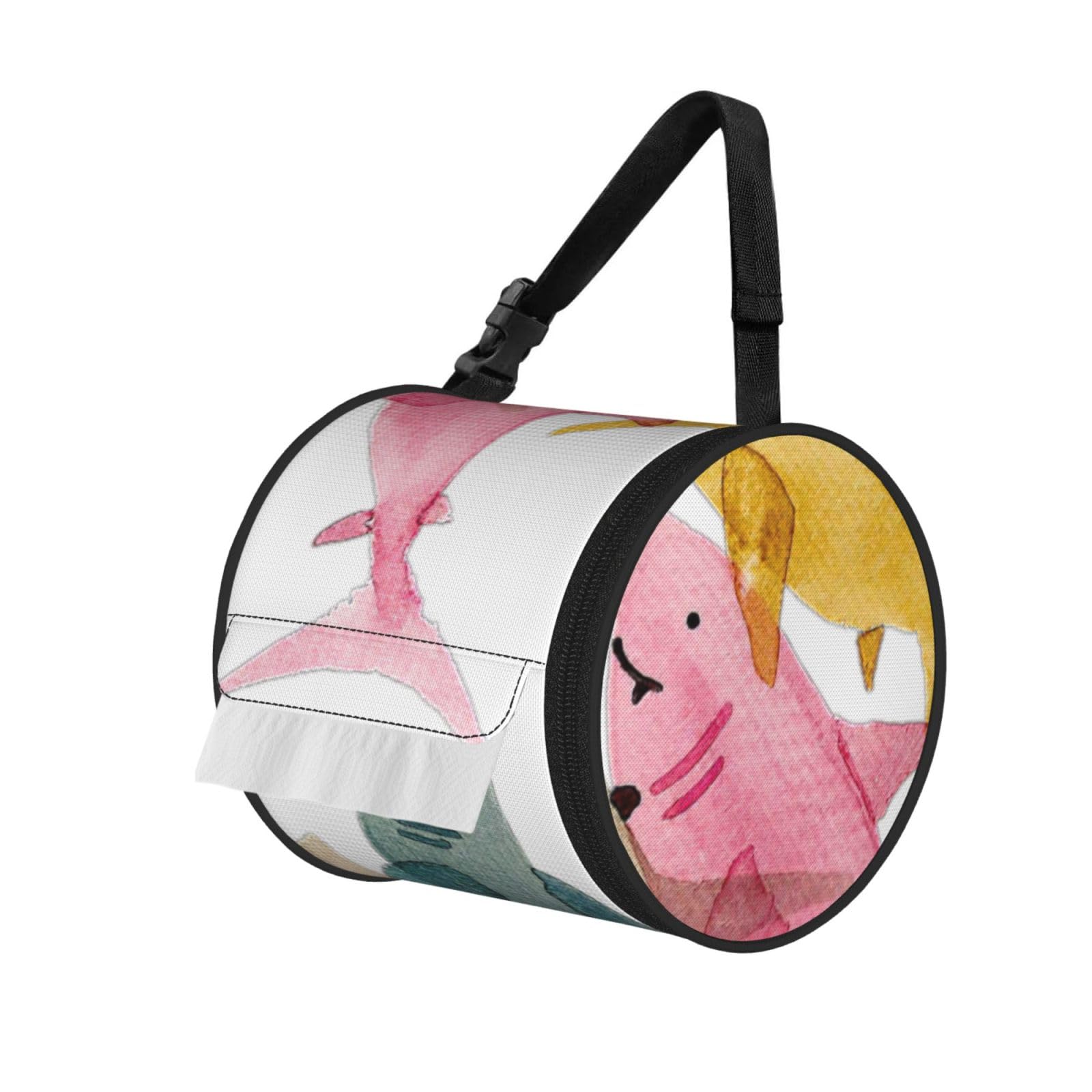 Colorful Fish Print Fashion Tissues Organizer Box, Hanging Tissue Holder For Purse Coins For Car Office Daily Outing