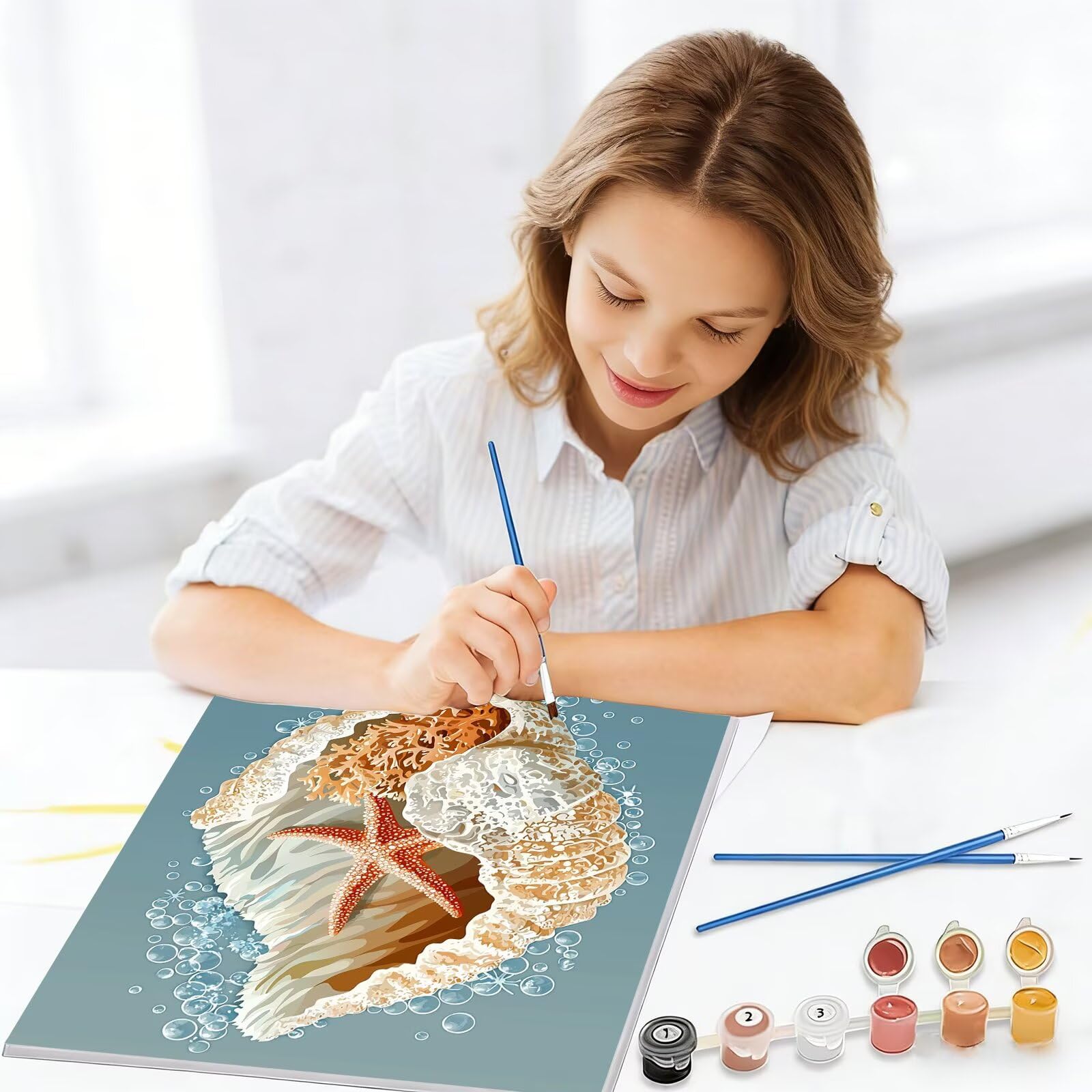 Malowanie po numerach skorupa, 90x120 cm Malowanie według numerów zwierząt dla dorosłych, bez ramy, zestaw do malowania olejnego na płótnie z 3 pędzlami, Pigment akrylowy, Paint by Numbers Dekoracja