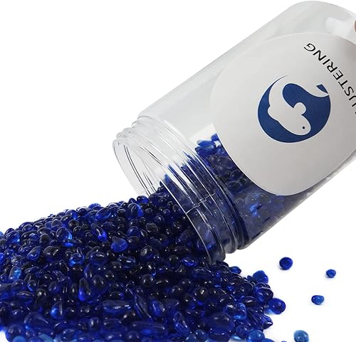 Decorative Round Flat Glass Beads,Glass Marbles,Glass Pebbles,Vase Filler Beads for Fire Pit Crafts Aquarium Garden Decoration,3-6mm,1-Pound Jar