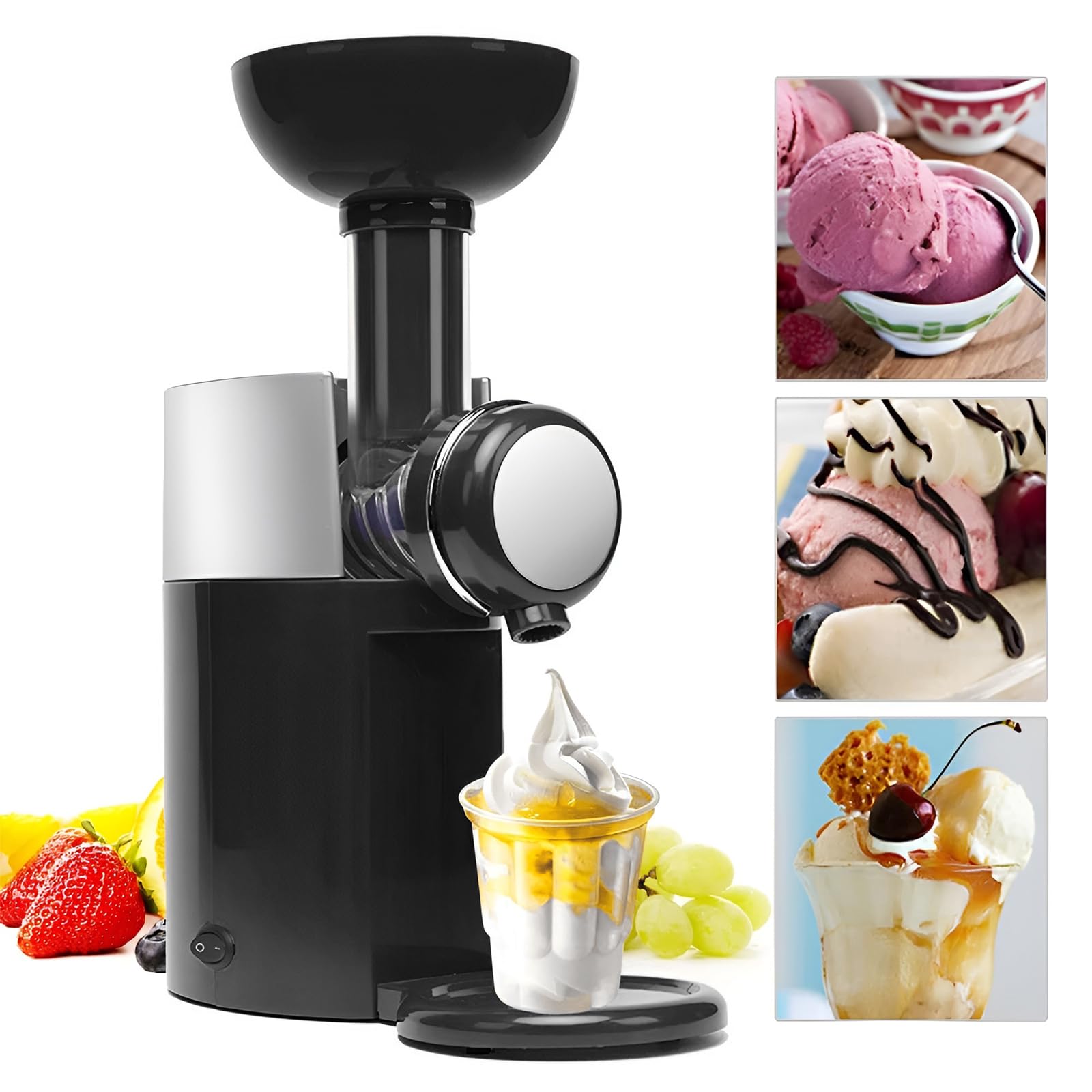 3in1 Eismaschine,Gefrorene Getränkemaschine,Mini-Slush-Dessertmaschine,Ice Maker für Frozen Joghurt,Gefrierbehälter 1000 ml, Abnehmbarer Rührflügel für fruits,yogurt,vegetables (schwarz)