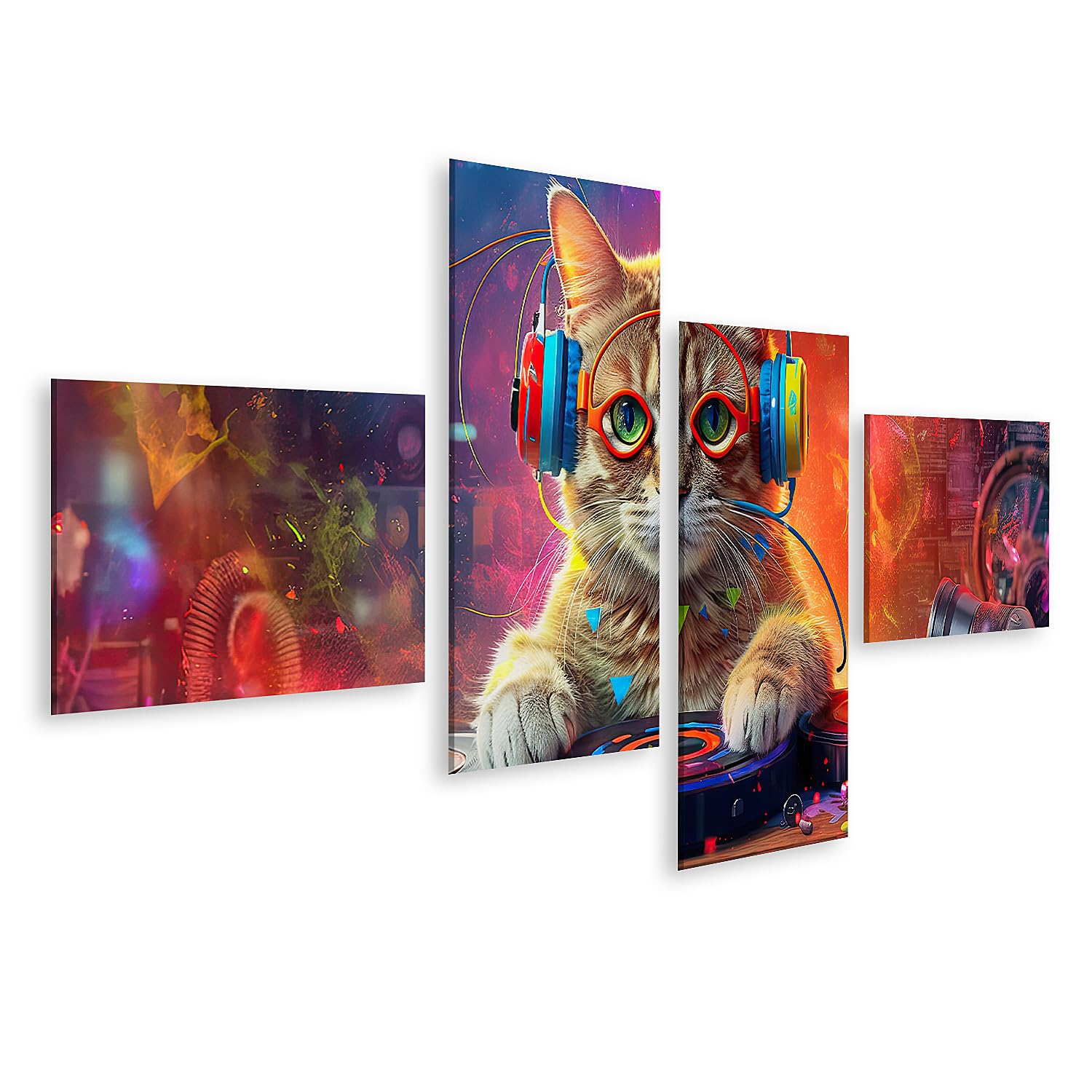 islandburner Prime Quadro su tela festa di gatto musica DJ cuffie elettroniche gatto colorato opere d'arte immagini murali poster