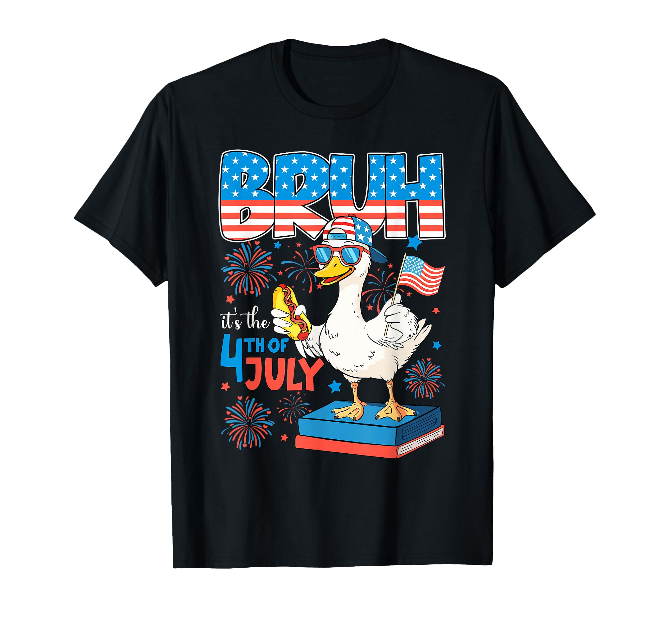 Bruh 4th Of July Duck Boys Kids Fourth Of July Hot- Dog T-Shirt